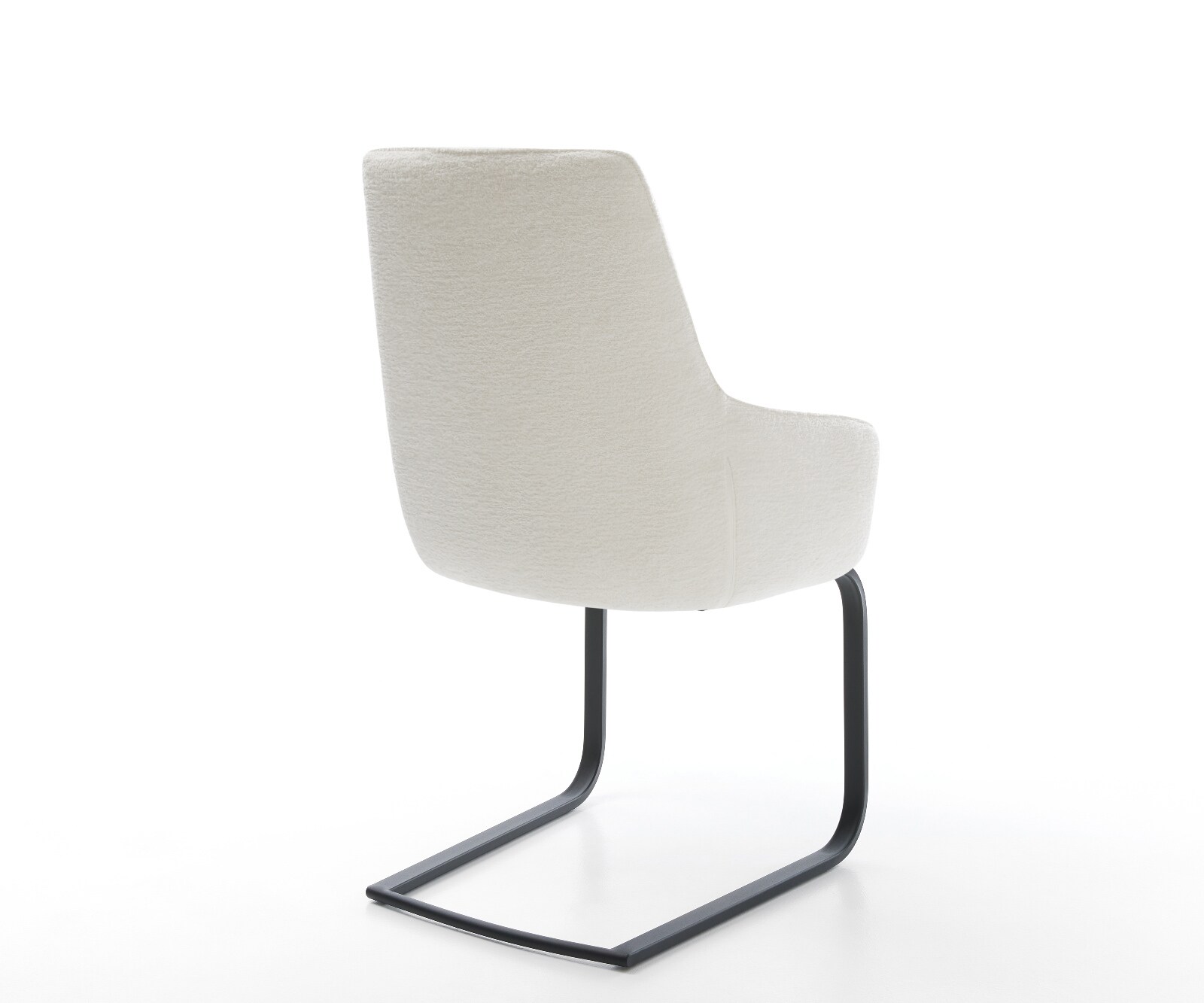 Cantilever Zelia-Flex avec accoudoirs bouclé doux beige pied cantilever plat noir ressorts ensachés 4