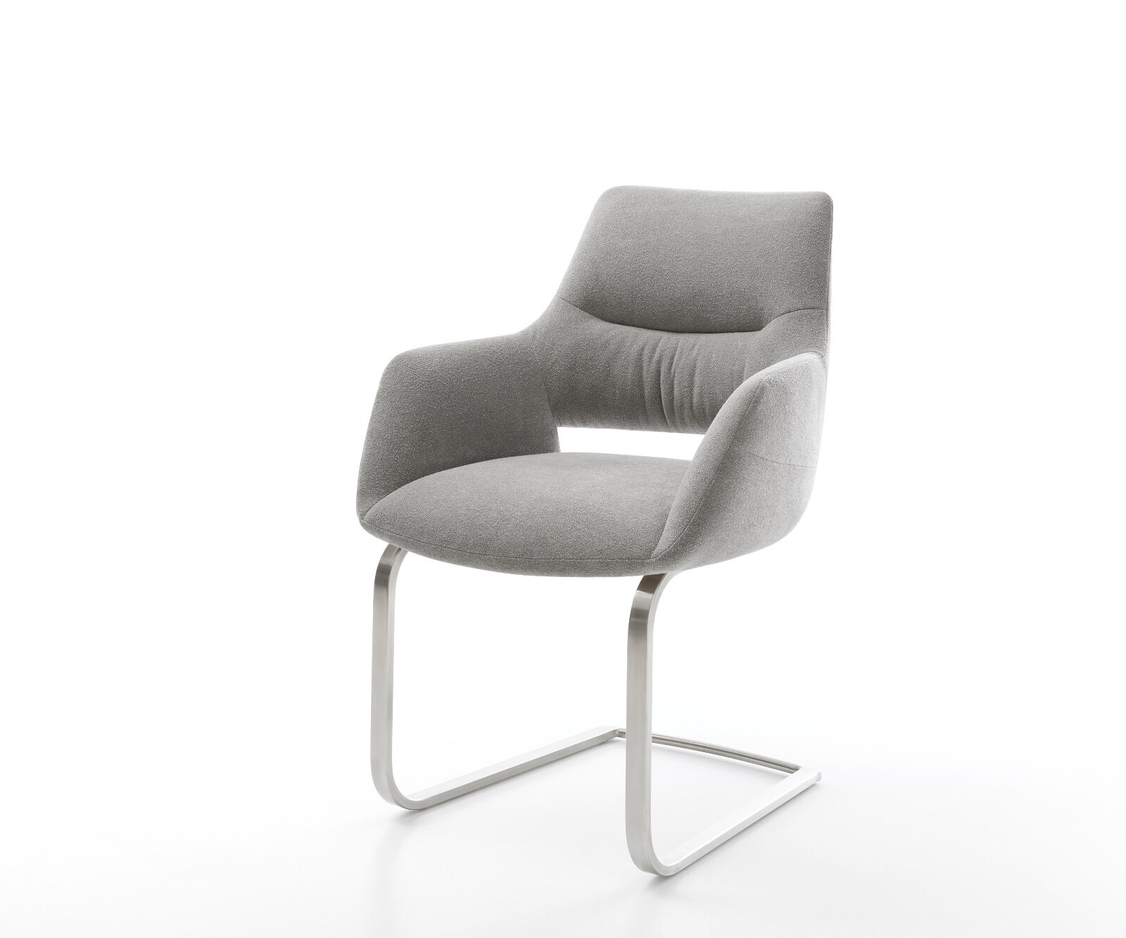 Cantilever Yago-Flex avec accoudoirs tissu structuré doux gris pied cantilever plat acier inoxydable resorts ensachés 1