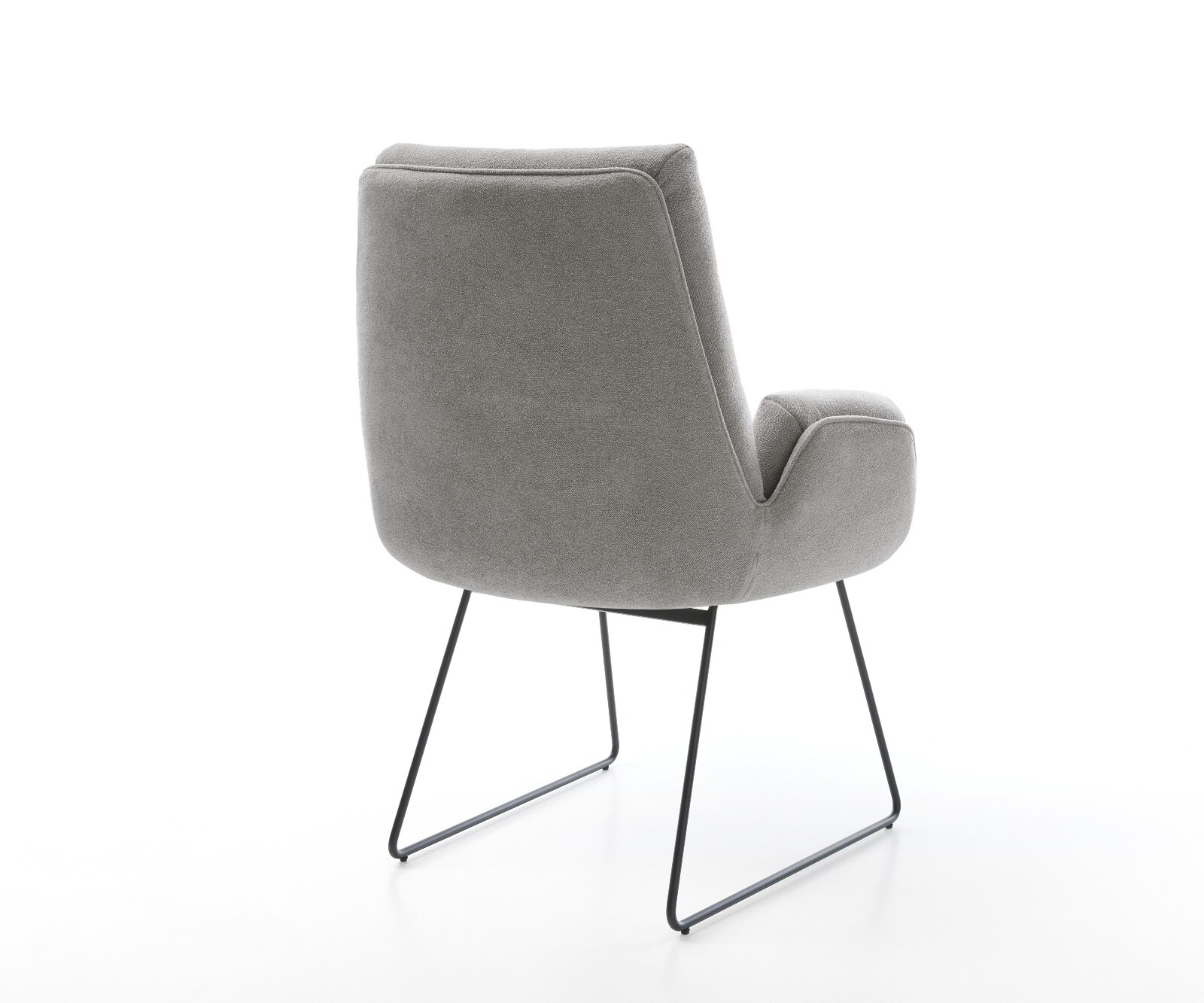 Chaise-de-salle-à-manger Clea-Flex tissu structuré doux gris pied trapèze noir 4