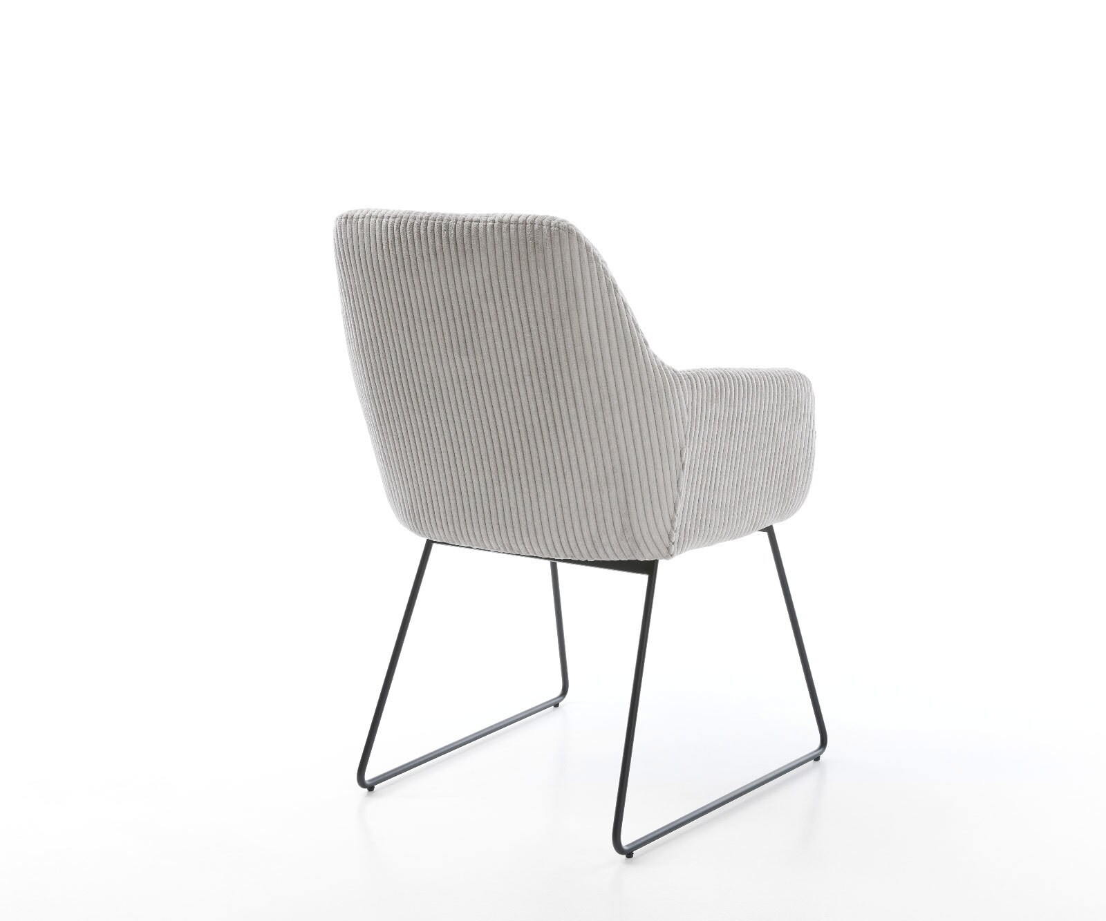 Chaise-de-salle-à-manger Pejo-Flex côtelé gris argenté pied trapèze noir ressorts ensachés 4