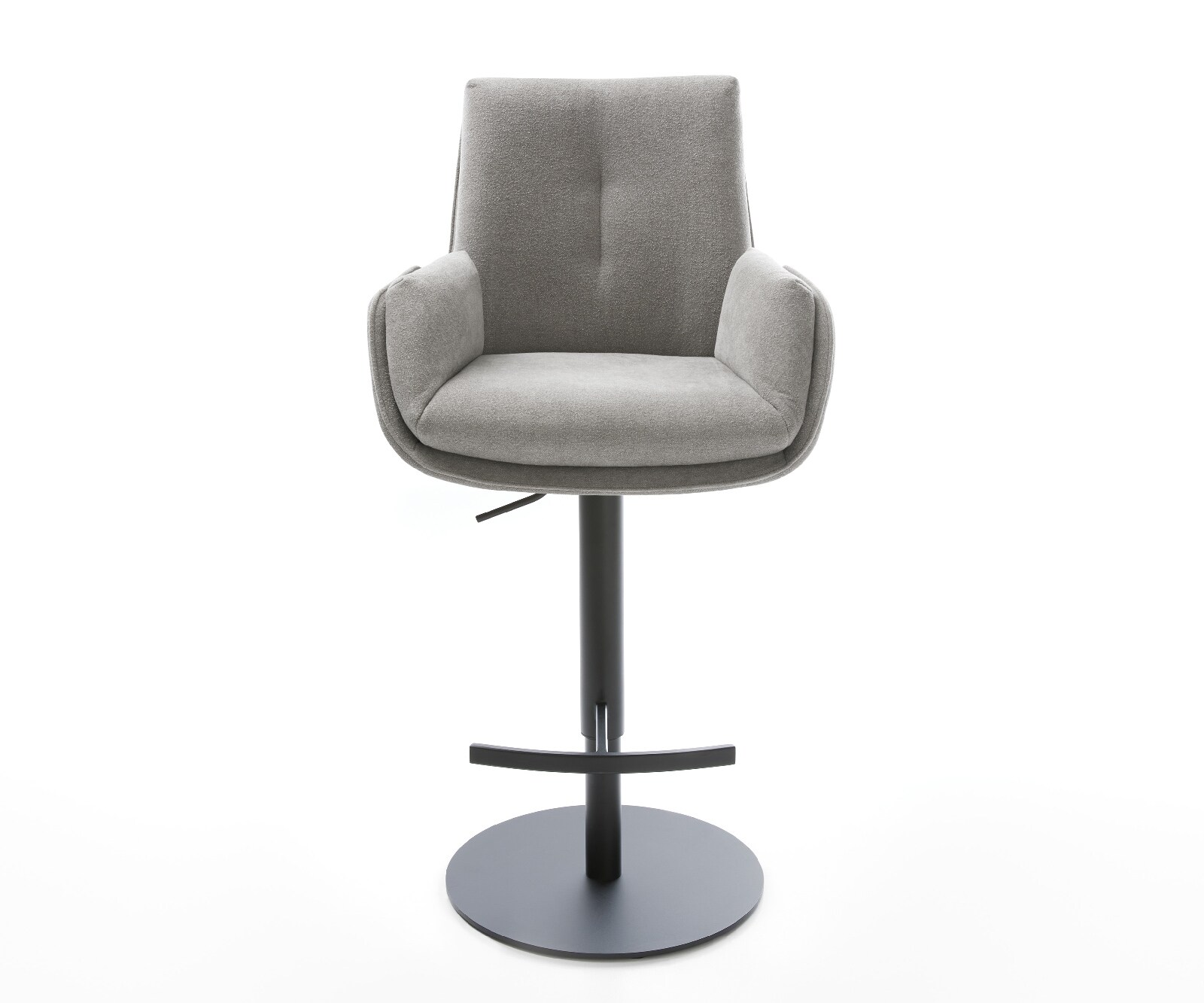 Chaise-de-bar Clea-Flex Tissu structuré Soft Grey Pied pivotant réglable en hauteur Métal pivotant 2