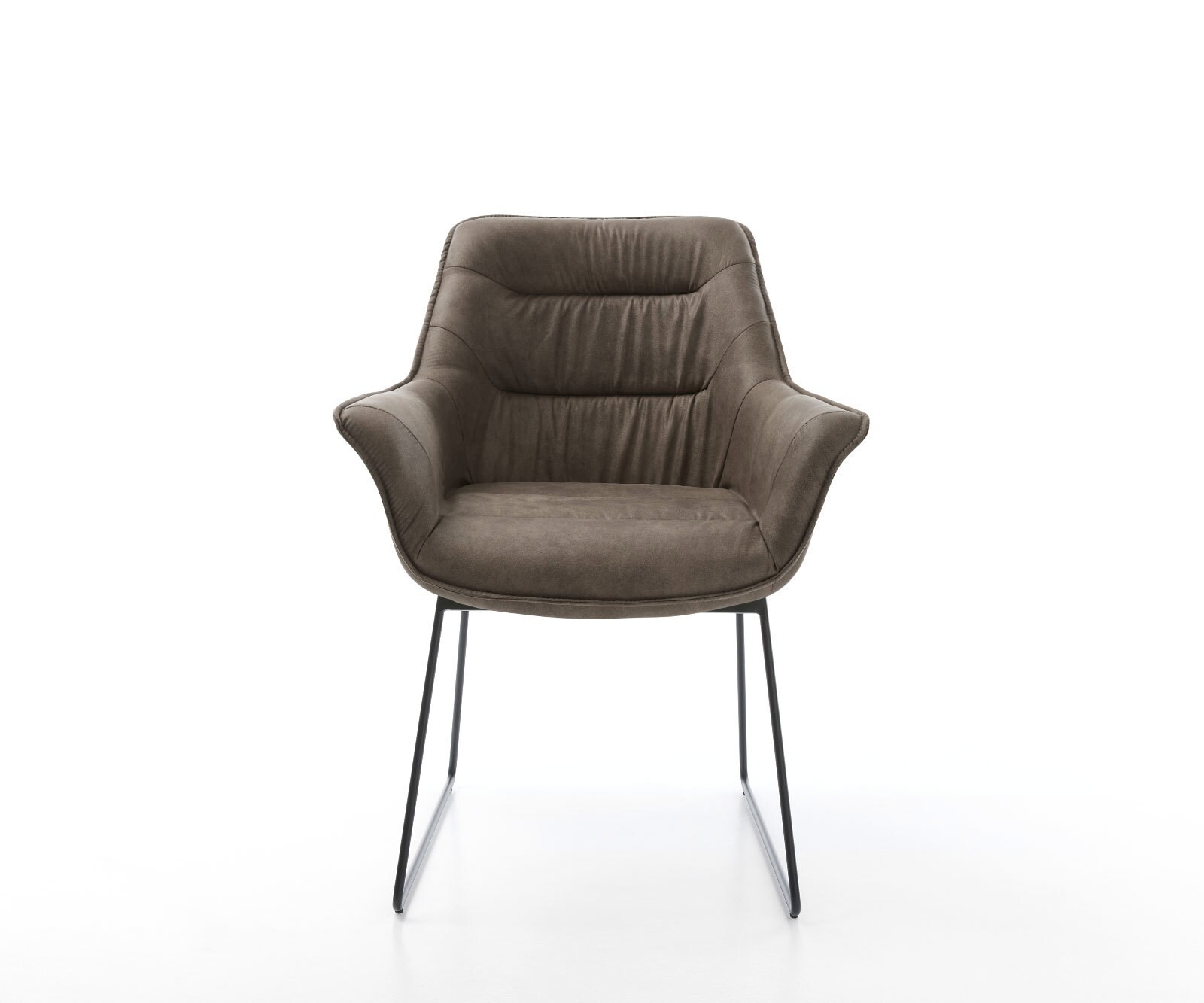 Chaise-de-salle-à-manger Kaira-Flex microvelours taupe vintage pied trapèze noir 1 Chaise-de-salle-à-manger Kaira-Flex microvelours taupe vintage pied trapèze noir 1