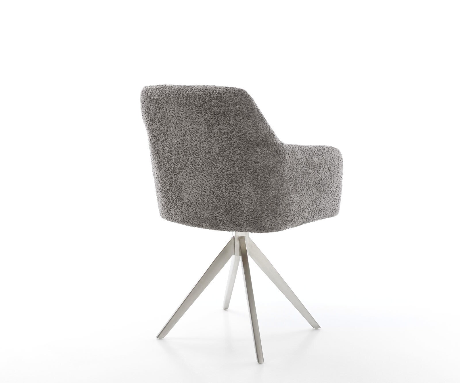 Chaise-de-salle-à-manger Greg-Flex bouclé gris pied croisé angulaire acier inoxydable brossé ressorts ensachés 4 Chaise-de-salle-à-manger Greg-Flex bouclé gris pied croisé angulaire acier inoxydable brossé ressorts ensachés 4