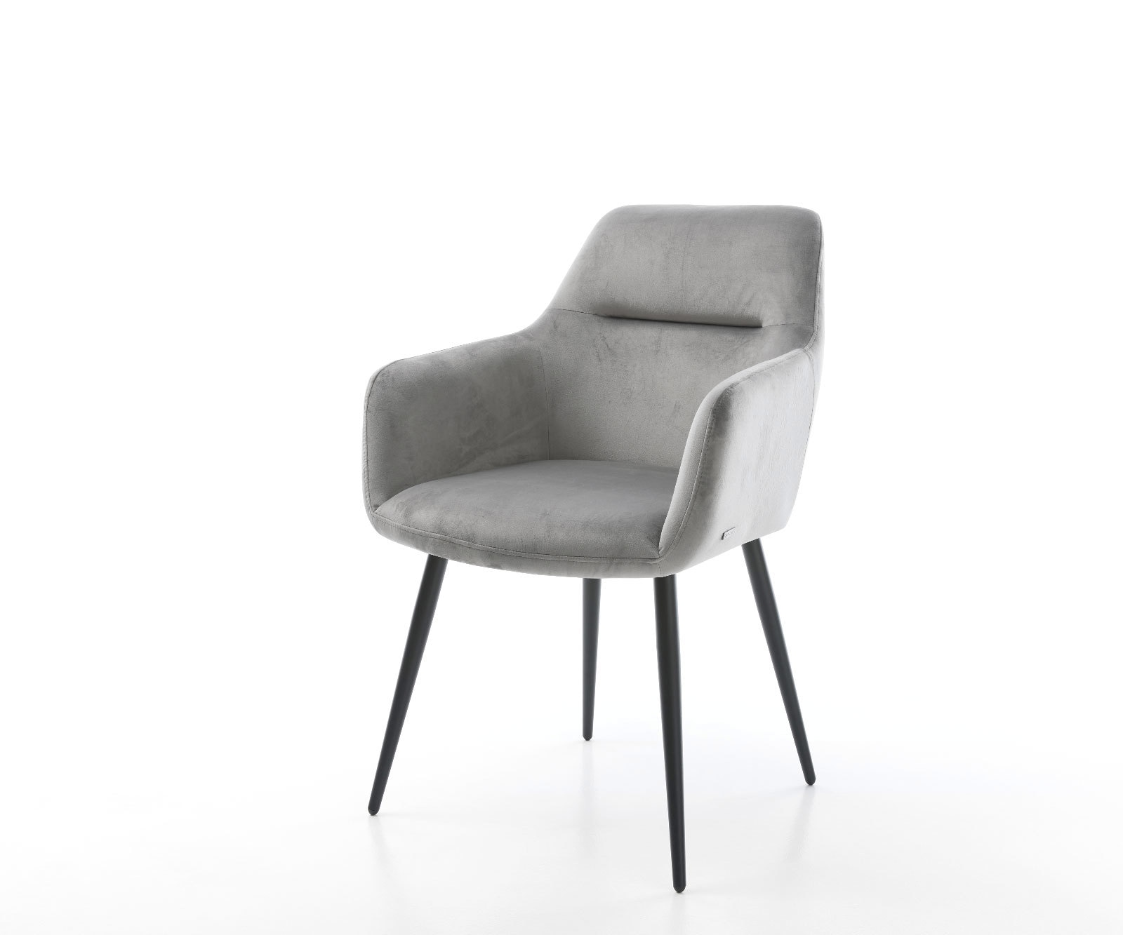 Chaise-de-salle-à-manger Pejo-Flex velours gris 4 pieds coniques noir ressorts ensachés Chaise-de-salle-à-manger Pejo-Flex velours gris 4 pieds coniques noir ressorts ensachés