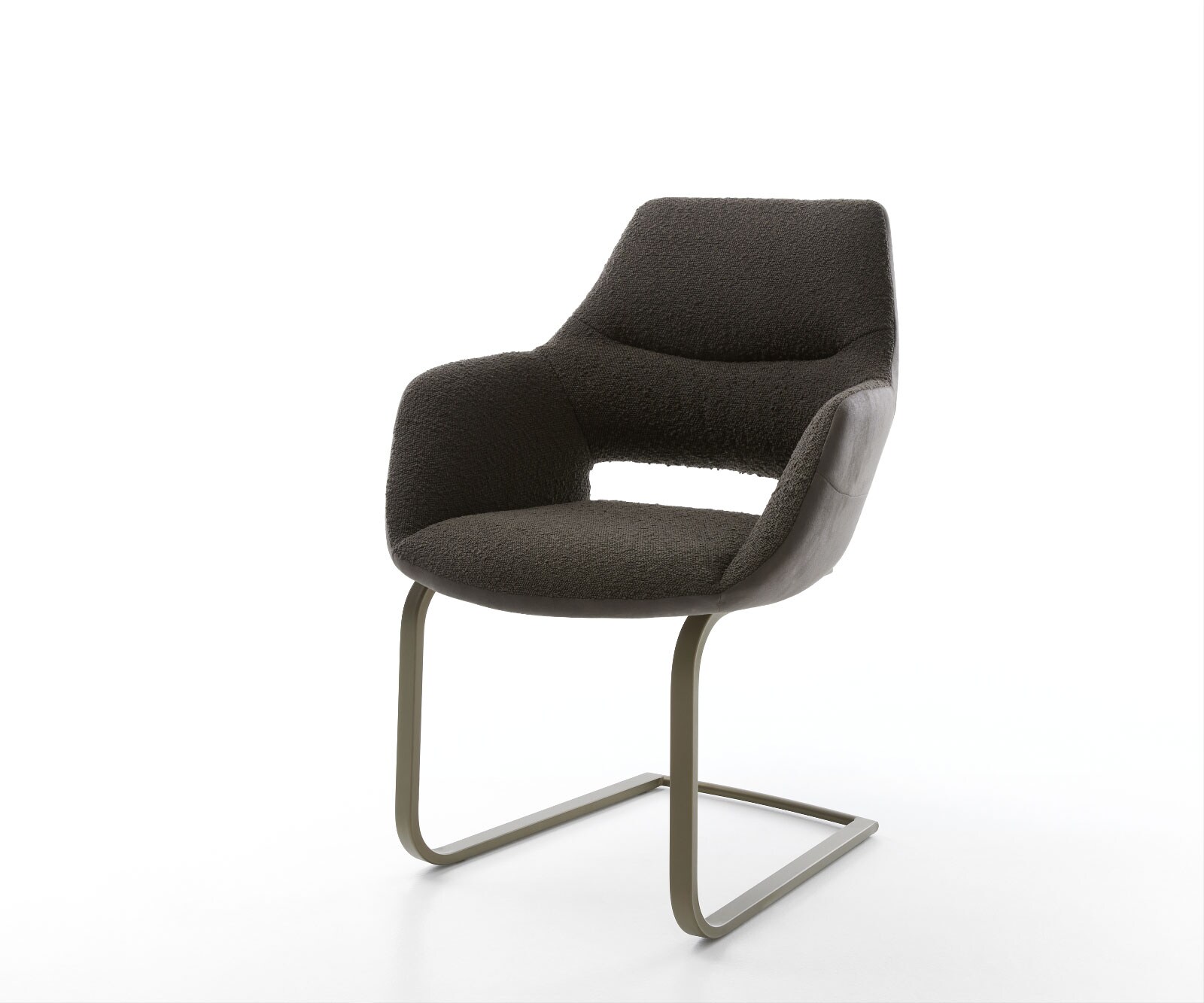 Cantilever Yago-Flex avec accoudoirs tissu mixte noir pied cantilever plat aspect titane ressorts ensachés