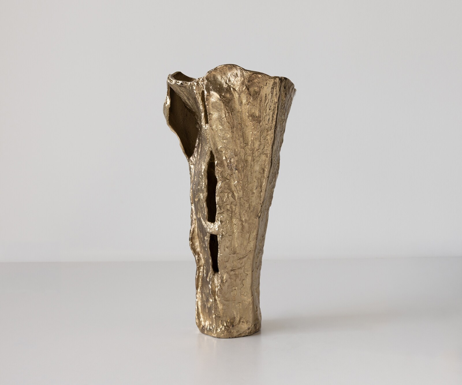 Vase Cortana l25 x P19 x H47 cm Aluminium Champagner Fait main 1
