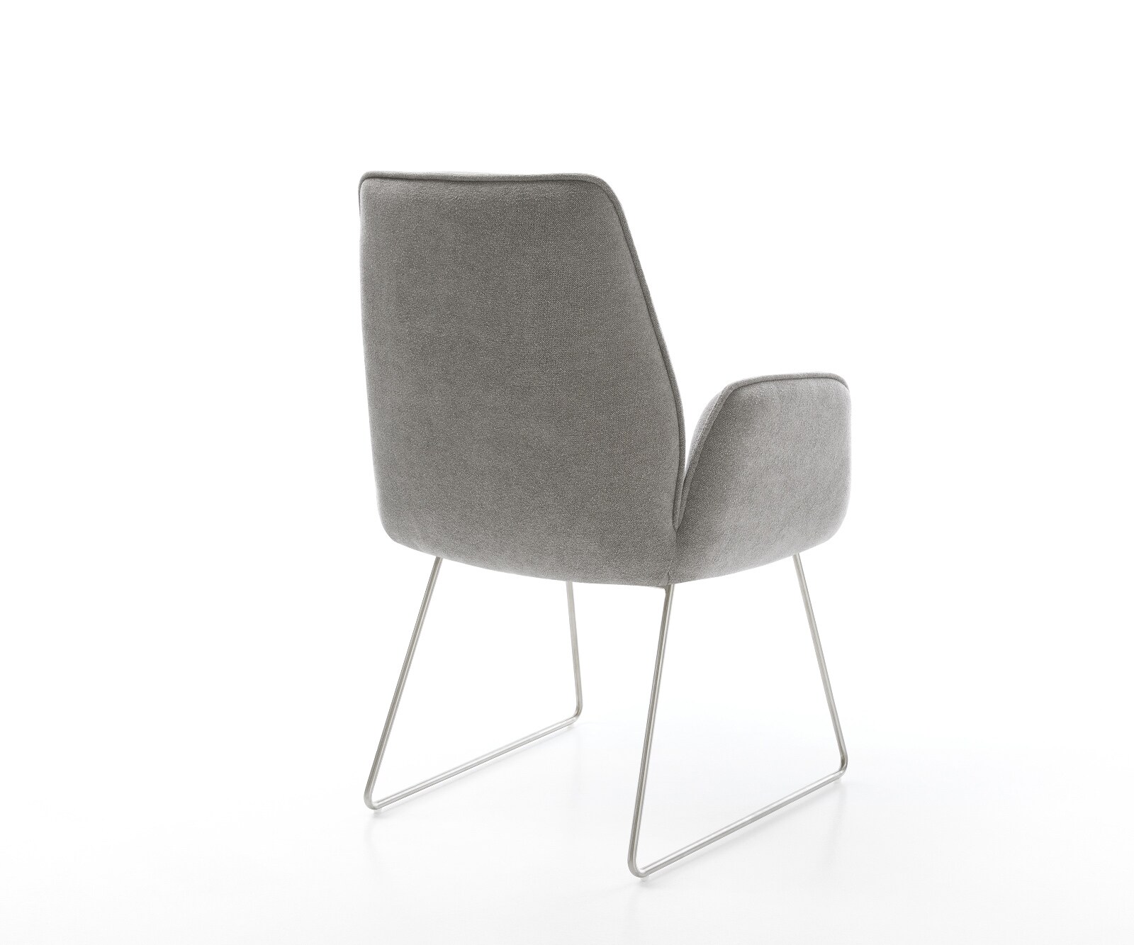 Chaise-de-salle-à-manger Zoa-Flex tissu structuré doux gris pied trapèze acier inoxydable resorts ensachés 5
