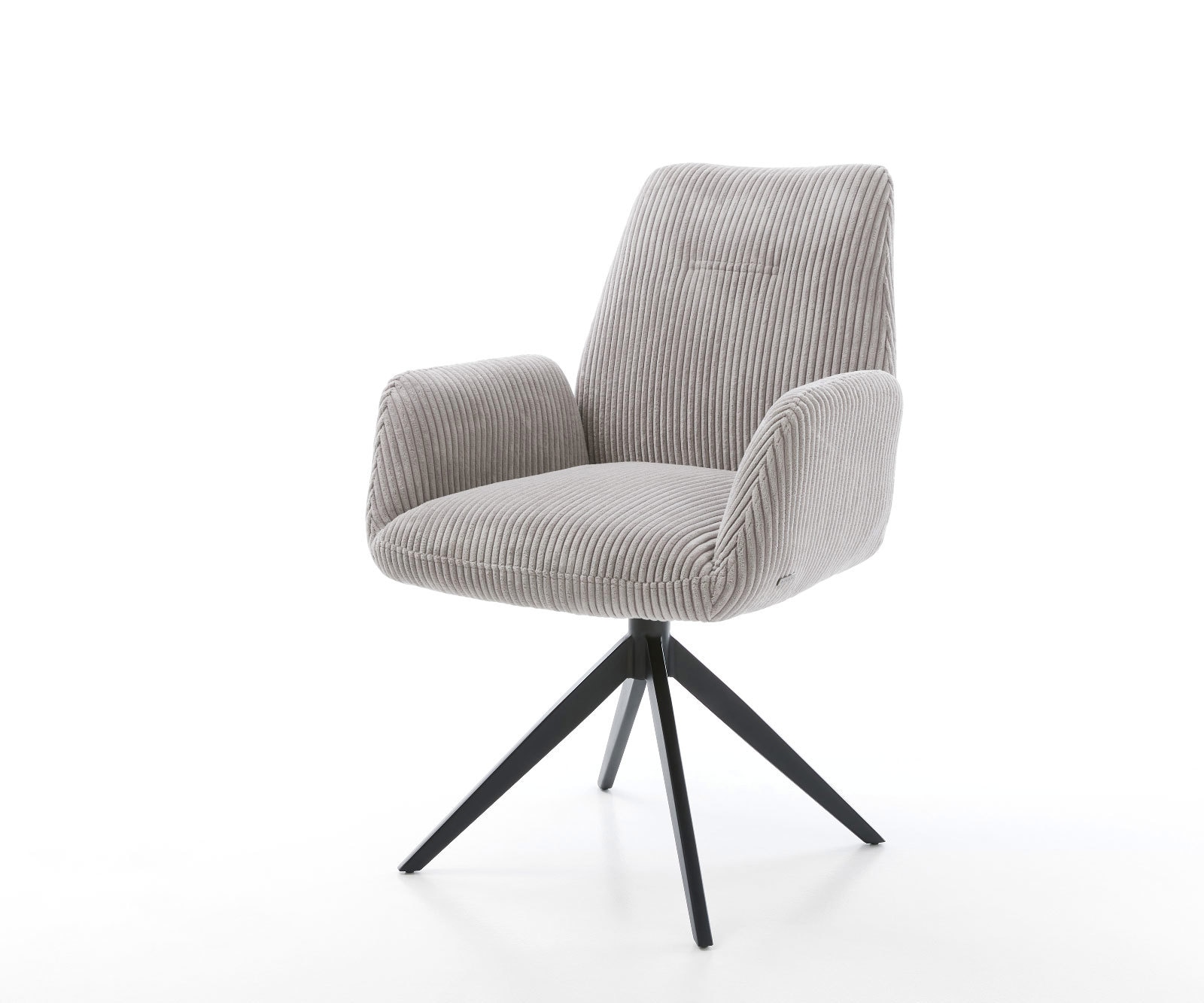 Chaise-pivotante Zoa-Flex côtelé gris argenté pied croisé large noir pivotement sur 360° fonction bascule ressorts ensachés Chaise-pivotante Zoa-Flex côtelé gris argenté pied croisé large noir pivotement sur 360° fonction bascule ressorts ensachés