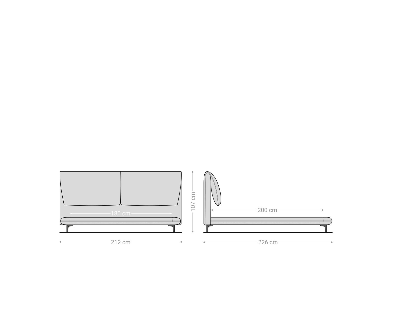 Sommier rembourré Cusino 180x200 cm microfibre grise 6