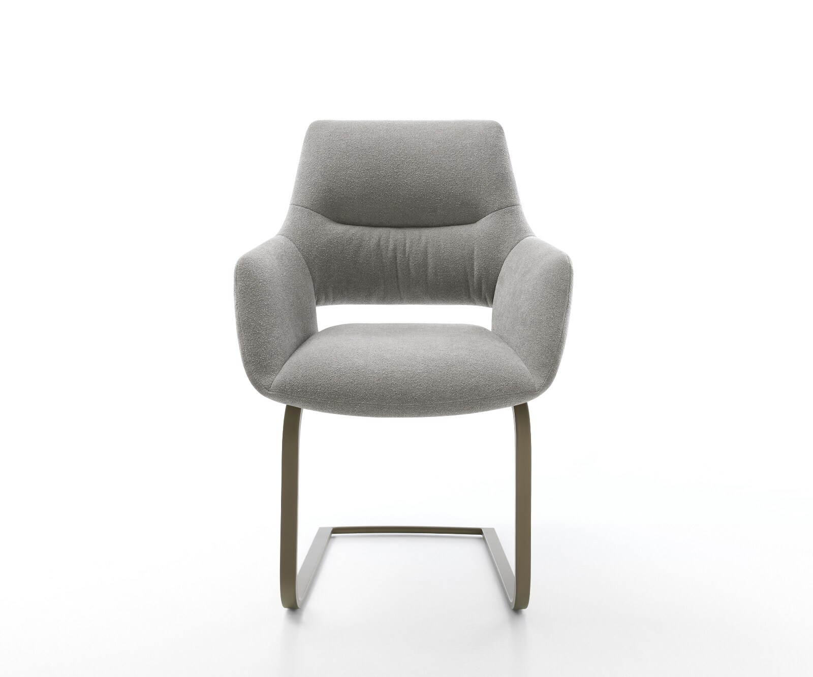 Cantilever Yago-Flex avec accoudoirs tissu structuré doux gris pied cantilever plat aspect titane resorts ensachés 2