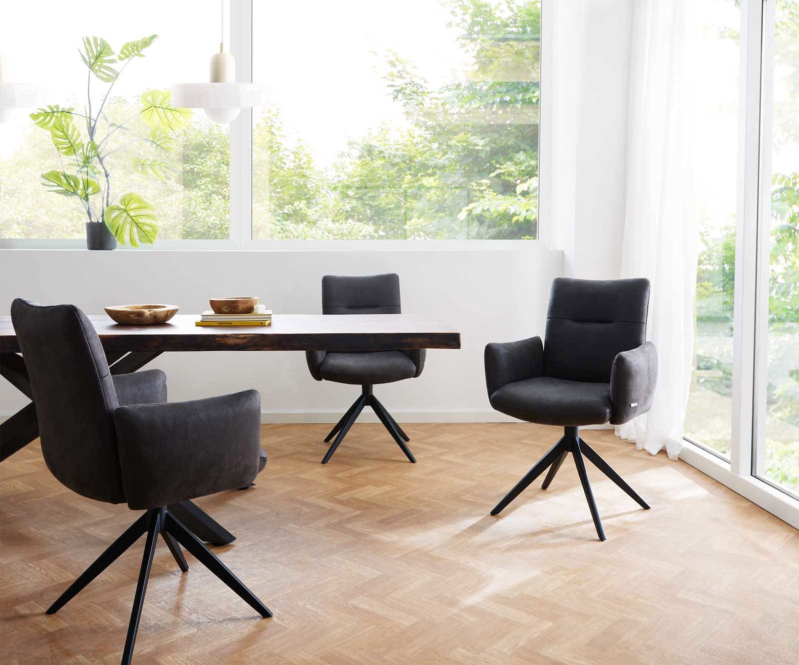 Chaise-pivotante Jova-Flex avec accoudoirs microvelours anthracite vintage pied croisé large noir pivotement sur 360° ressorts ensachés 5 Chaise-pivotante Jova-Flex avec accoudoirs microvelours anthracite vintage pied croisé large noir pivotement sur 360° ressorts ensachés 5