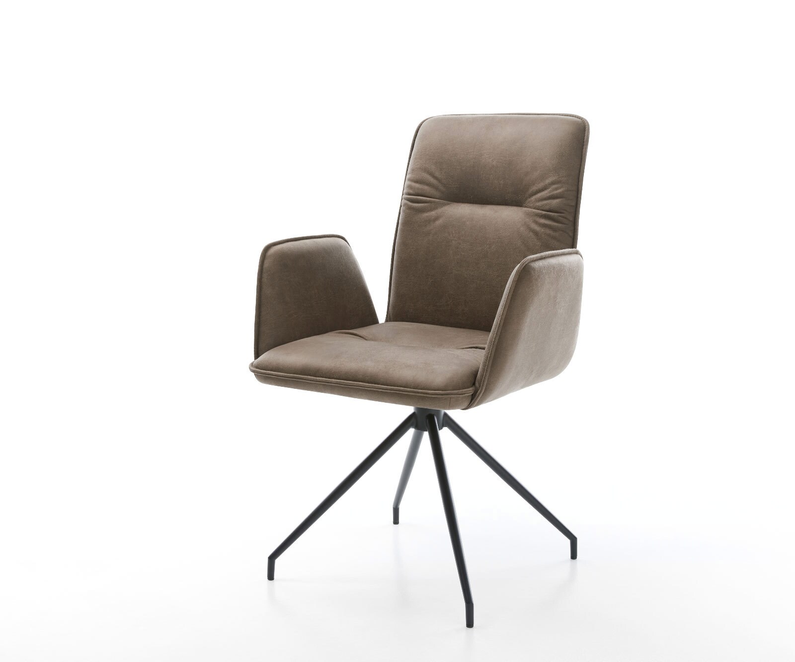 Chaise-pivotante Vinja-Flex taupe vintage cadre croisé conique noir pivote sur 180°