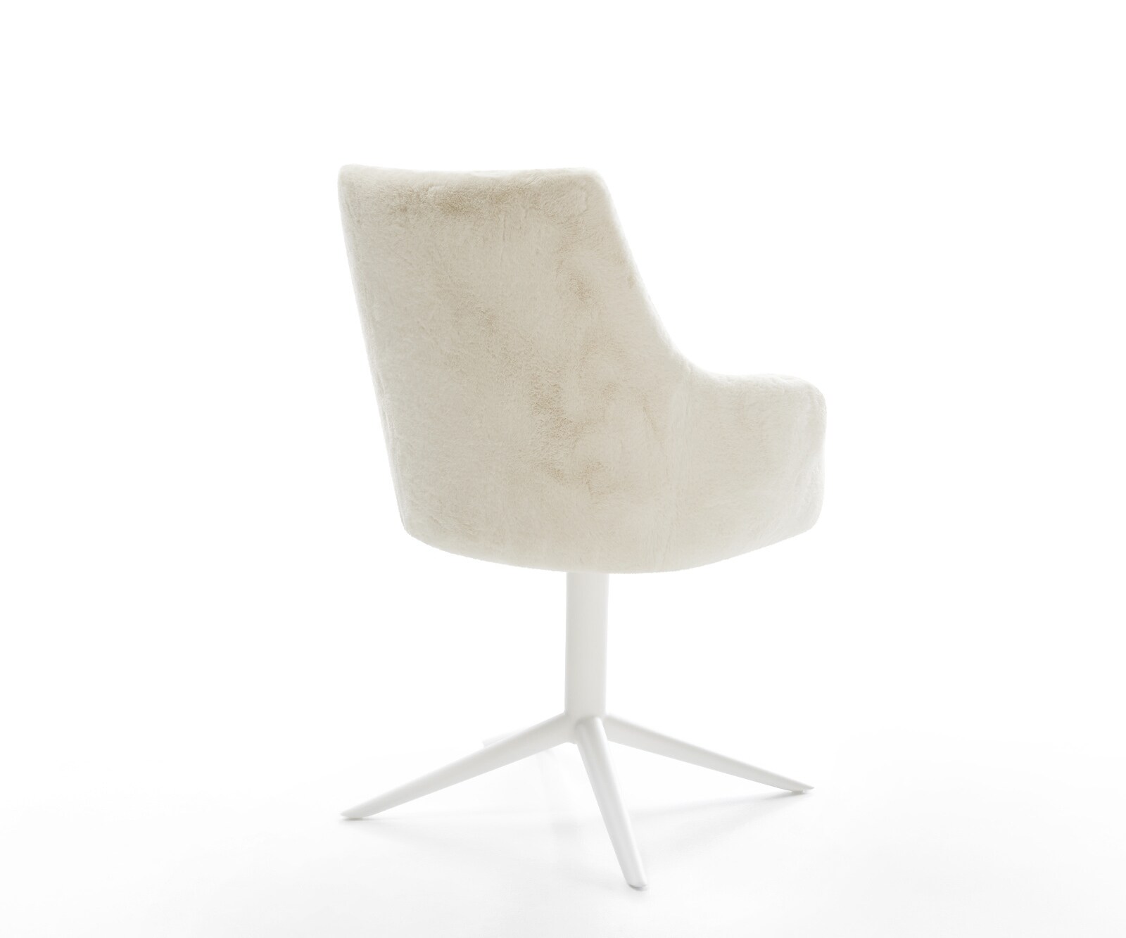 Chaise-pivotante Alja-Flex avec accoudoirs peluche crème-blanc pied de chaise 4 branches blanc pivotement sur 360° fonction bascule resorts ensachés 4