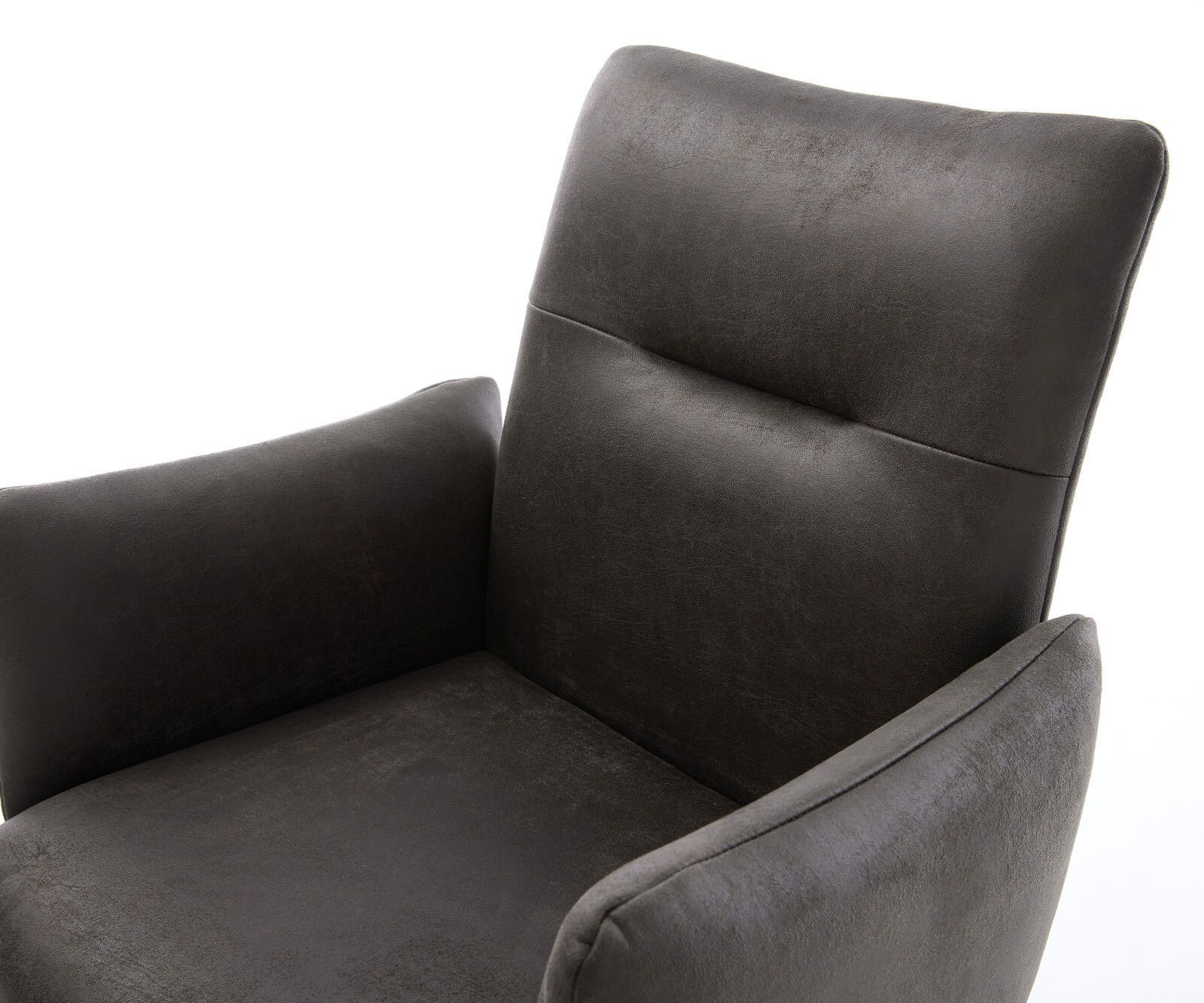 Chaise-de-salle-à-manger Jova-Flex avec accoudoirs microvelours anthracite vintage 4 pieds coniques acier inoxydable brossé ressorts ensachés 4