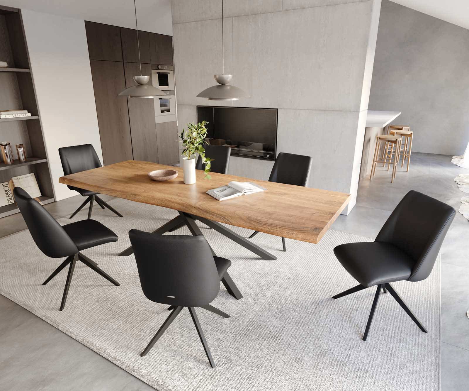 Chaise-pivotante Elso-Flex cuir de vache noir pied croisé large noir pivotement sur 360° ressorts ensachés 4 Chaise-pivotante Elso-Flex cuir de vache noir pied croisé large noir pivotement sur 360° ressorts ensachés 4