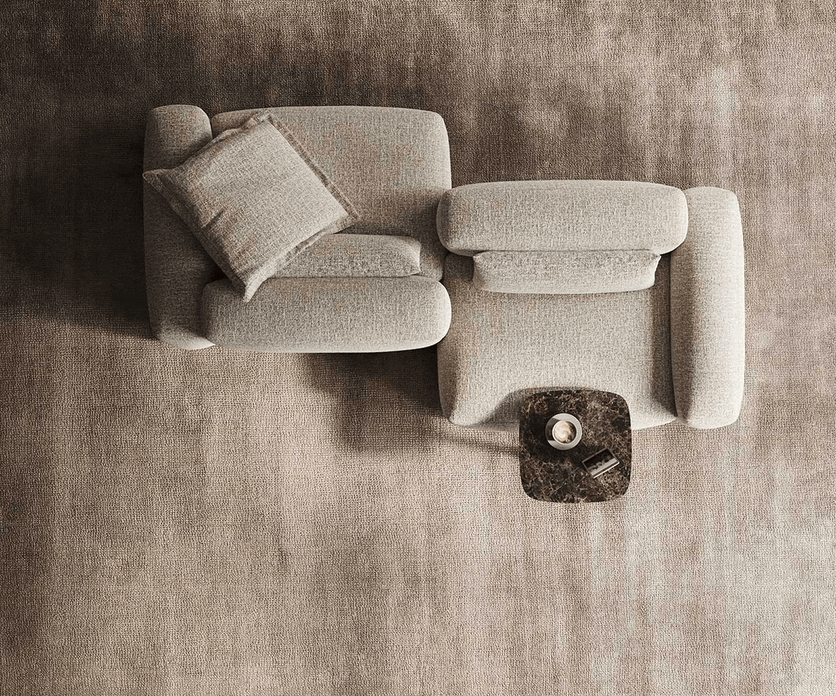 Bigsofa Freestyle 280x110 cm Tissu tissé doux Beige couture plate 5