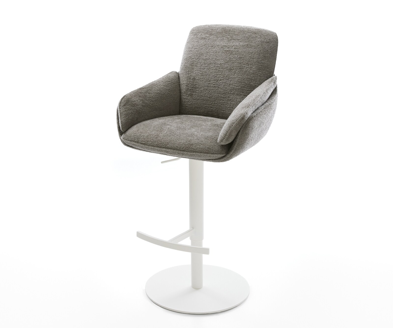 Chaise-de-bar Luan-Flex Bouclé doux Boue Pied pivotant réglable en hauteur blanc Blanc 1