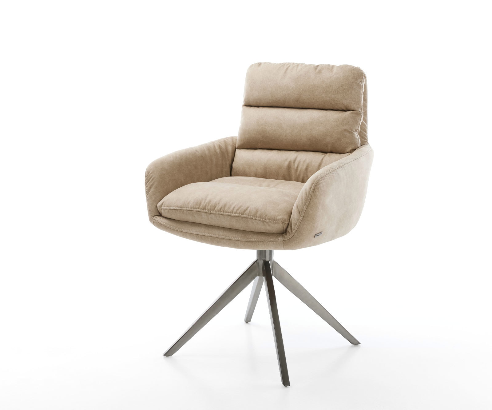 Chaise-pivotante Abelia-Flex avec accoudoirs microvelours beige vintage pied croisé large grafiete pivotement sur 360° fonction bascule 1