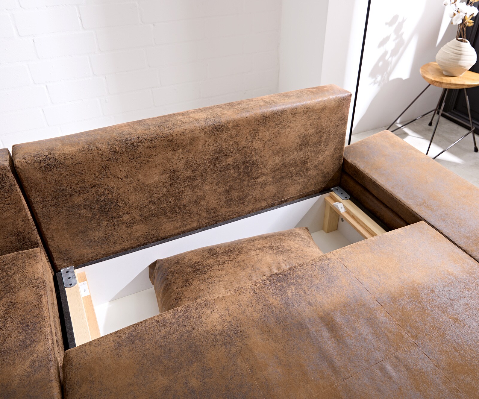 Canapé Abilene 260x175 cm ottoman marron variable avec fonction lit 4