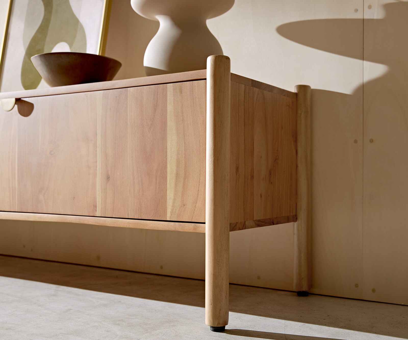 Meuble-TV Caius 175 cm acacia Aura 2 portes 1 tiroir 1 compartiment 4