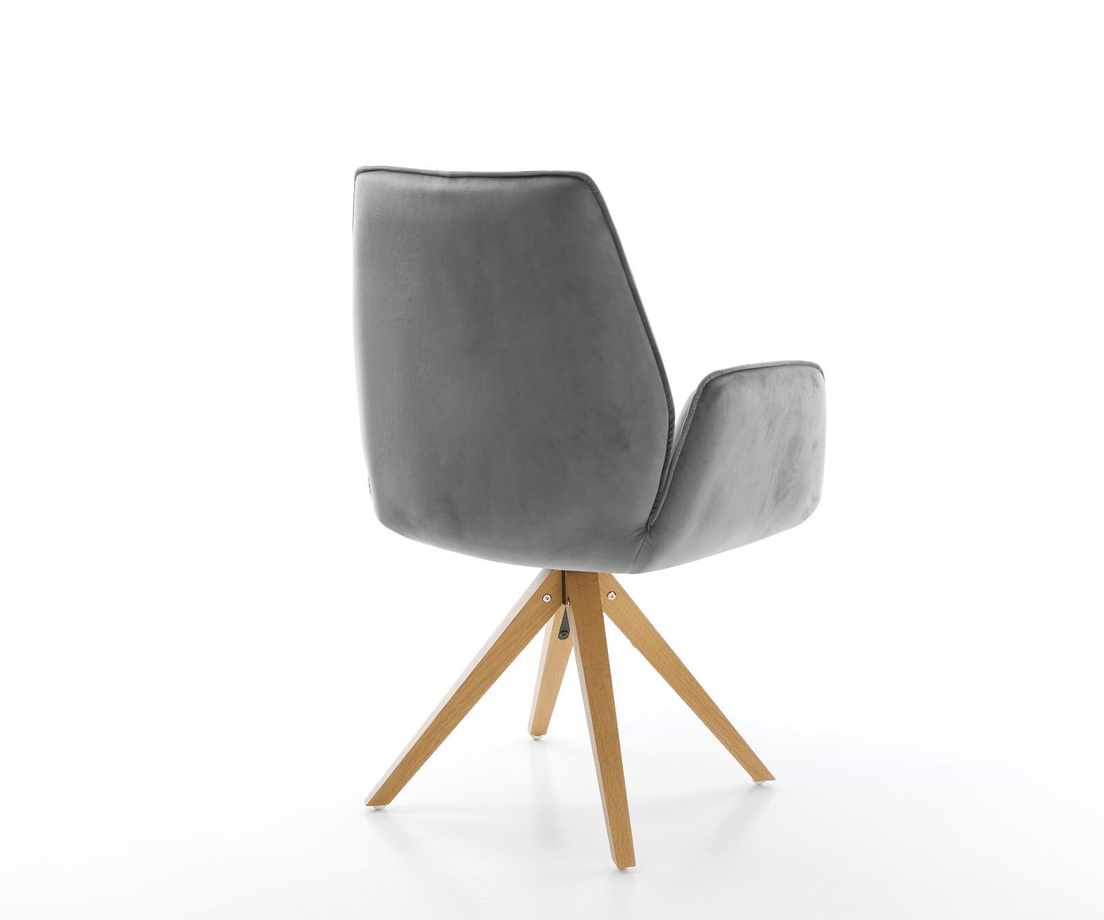 Chaise-de-salle-à-manger Zoa-Flex velours gris pied en bois angulaire naturel ressorts ensachés 4 Chaise-de-salle-à-manger Zoa-Flex velours gris pied en bois angulaire naturel ressorts ensachés 4