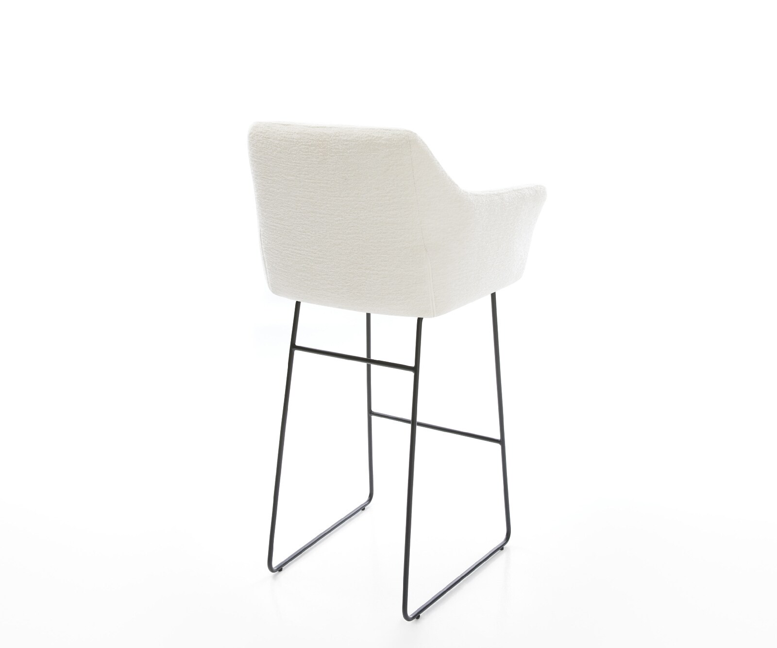 Chaise-de-bar Yulo-Flex Bouclé doux Beige Pied trapèze noir Noir 4