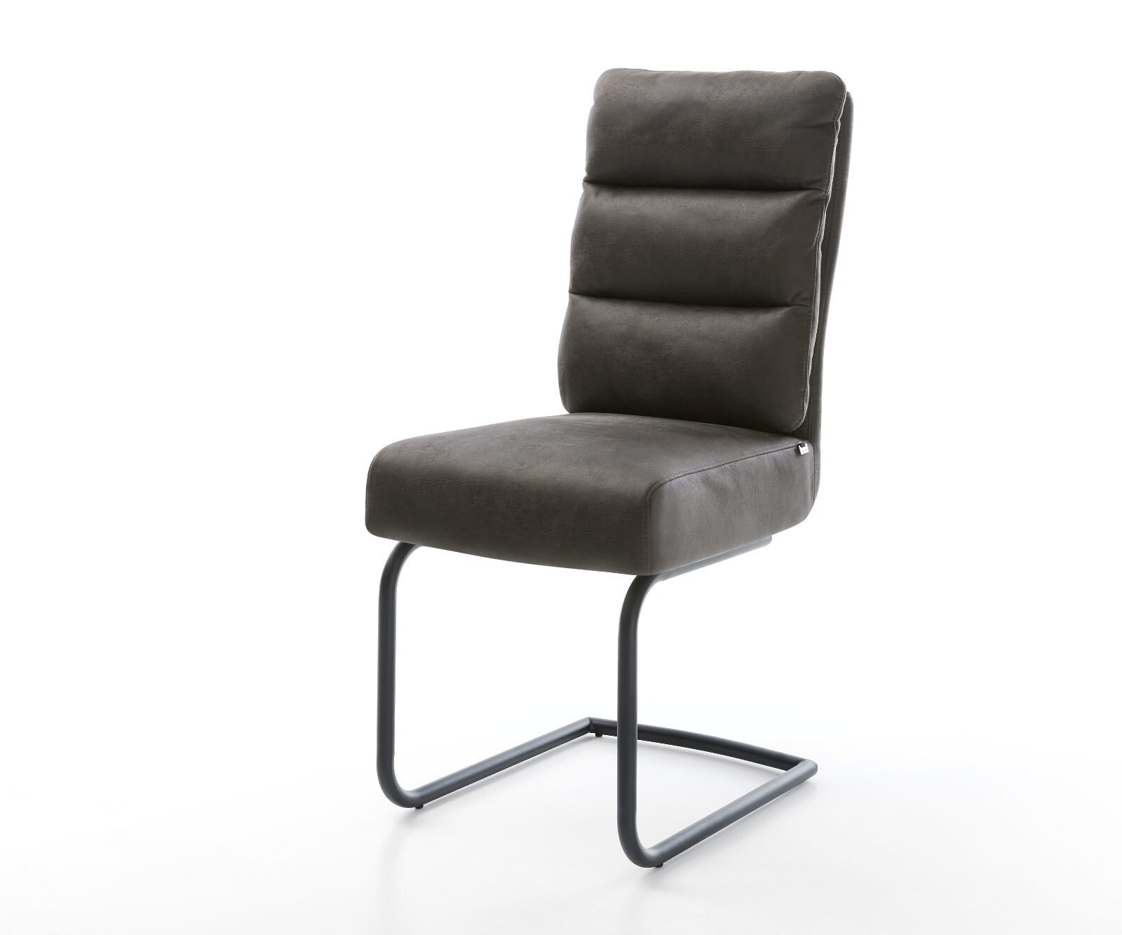 Cantilever Pela-Flex microvelours anthracite vintage pied cantilever rond noir ressorts ensachés