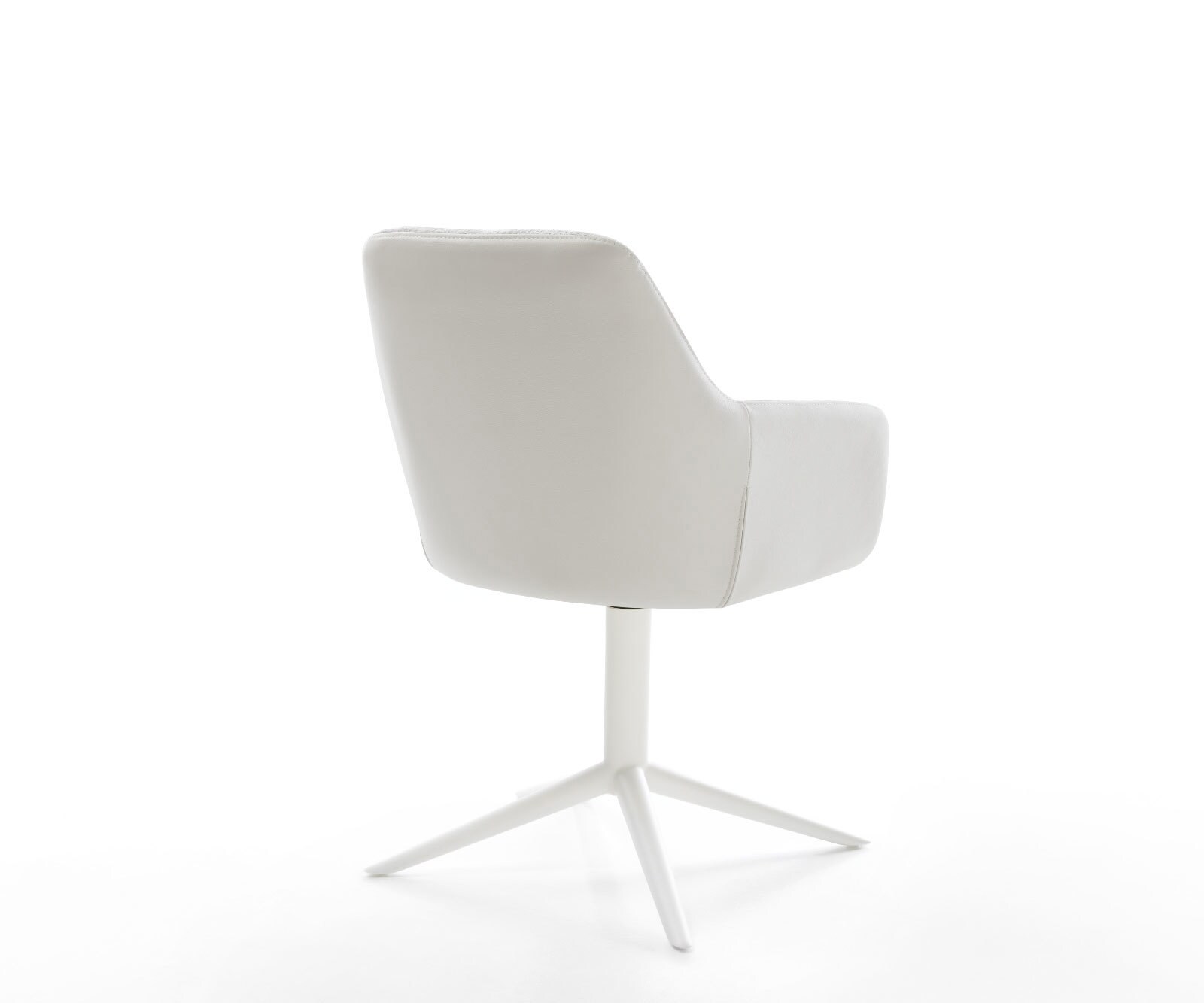 Chaise-pivotante Pejo-Flex tissu mixte cuir de vache blanc-gris argenté pied de chaise 4 branches blanc pivotement sur 360° fonction bascule ressorts ensachés 4