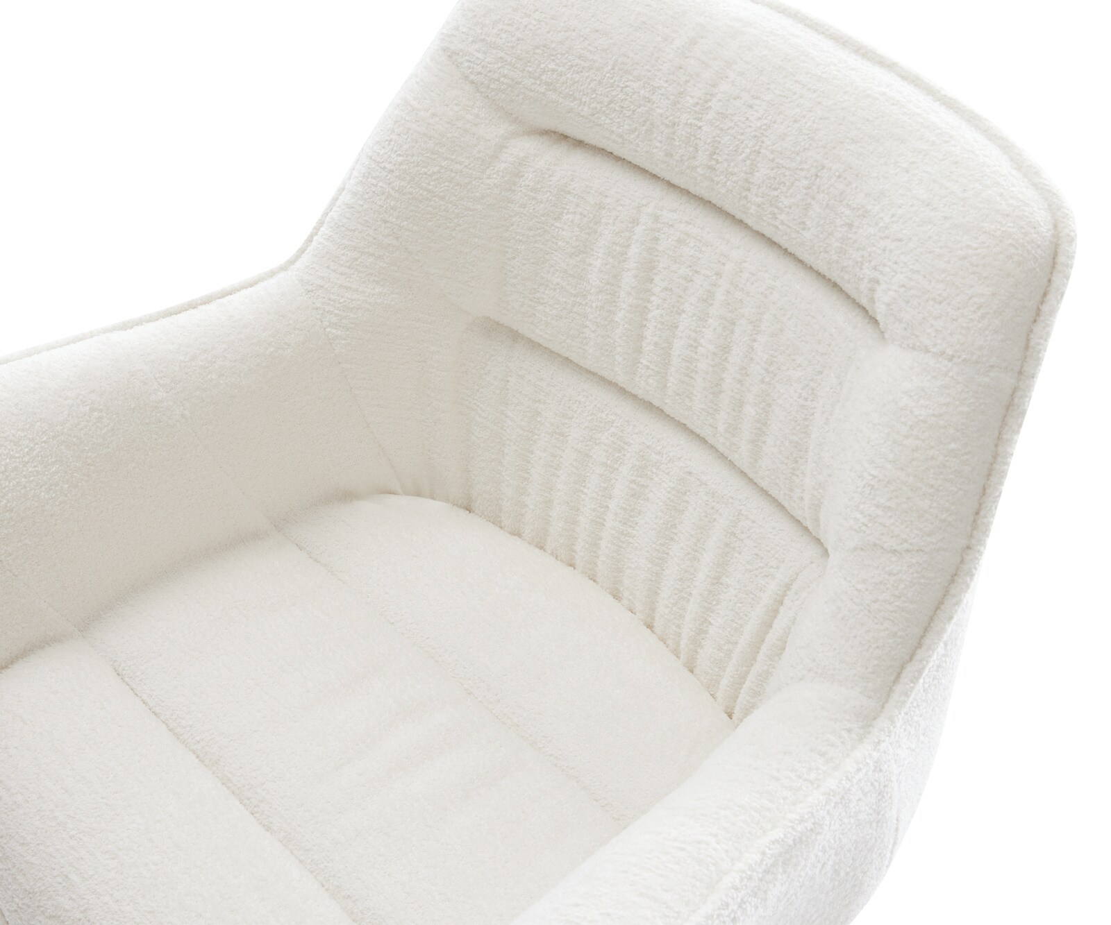 Chaise-pivotante Kaira-Flex bouclé doux beige pied croisé large noir pivotement sur 360° fonction bascule 3