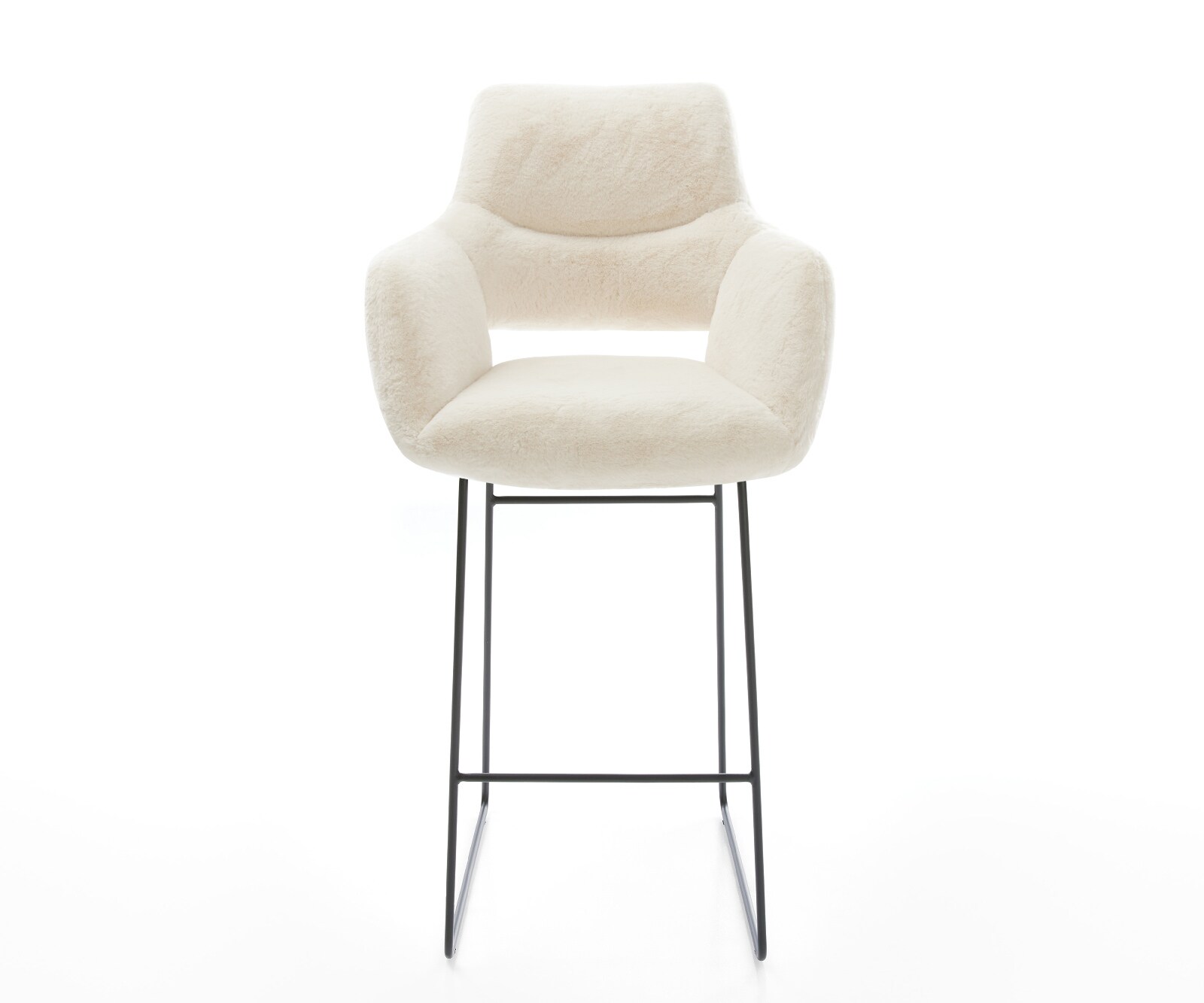 Chaise-de-bar Yago-Flex Peluche Crème-blanc Pied trapèze noir Noir Ressort ensaché 2