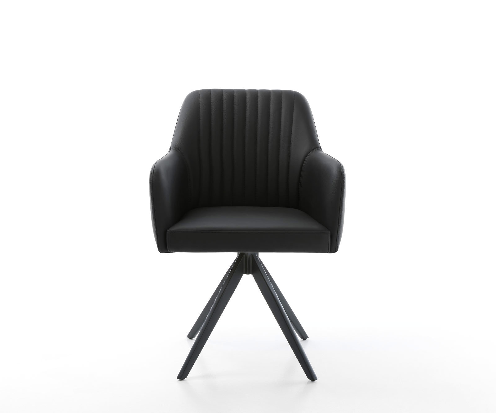 Chaise-de-salle-à-manger Greg-Flex cuir de vache noir pied croisé angulaire noir ressorts ensachés 1 Chaise-de-salle-à-manger Greg-Flex cuir de vache noir pied croisé angulaire noir ressorts ensachés 1