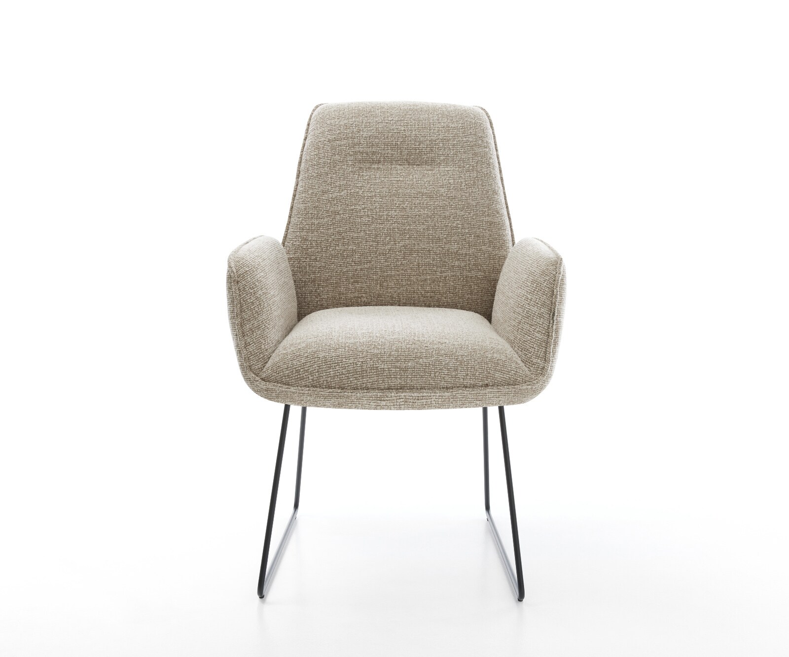 Chaise-de-salle-à-manger Zoa-Flex tissu tissé doux beige pied trapèze noir resorts ensachés 2