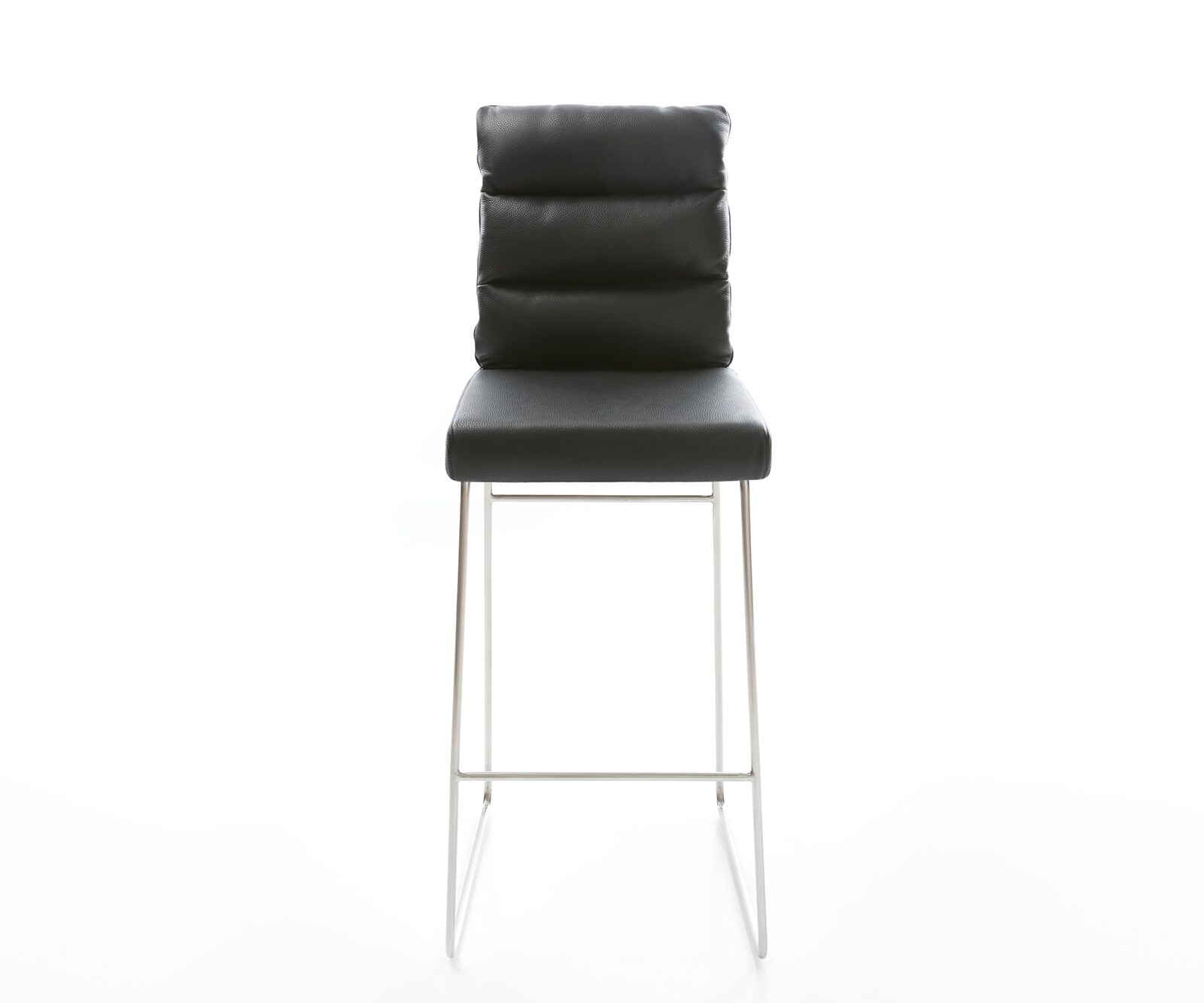 Chaise-de-bar Pela-Flex cuir véritable noir cadre de patins acier inoxydable 1