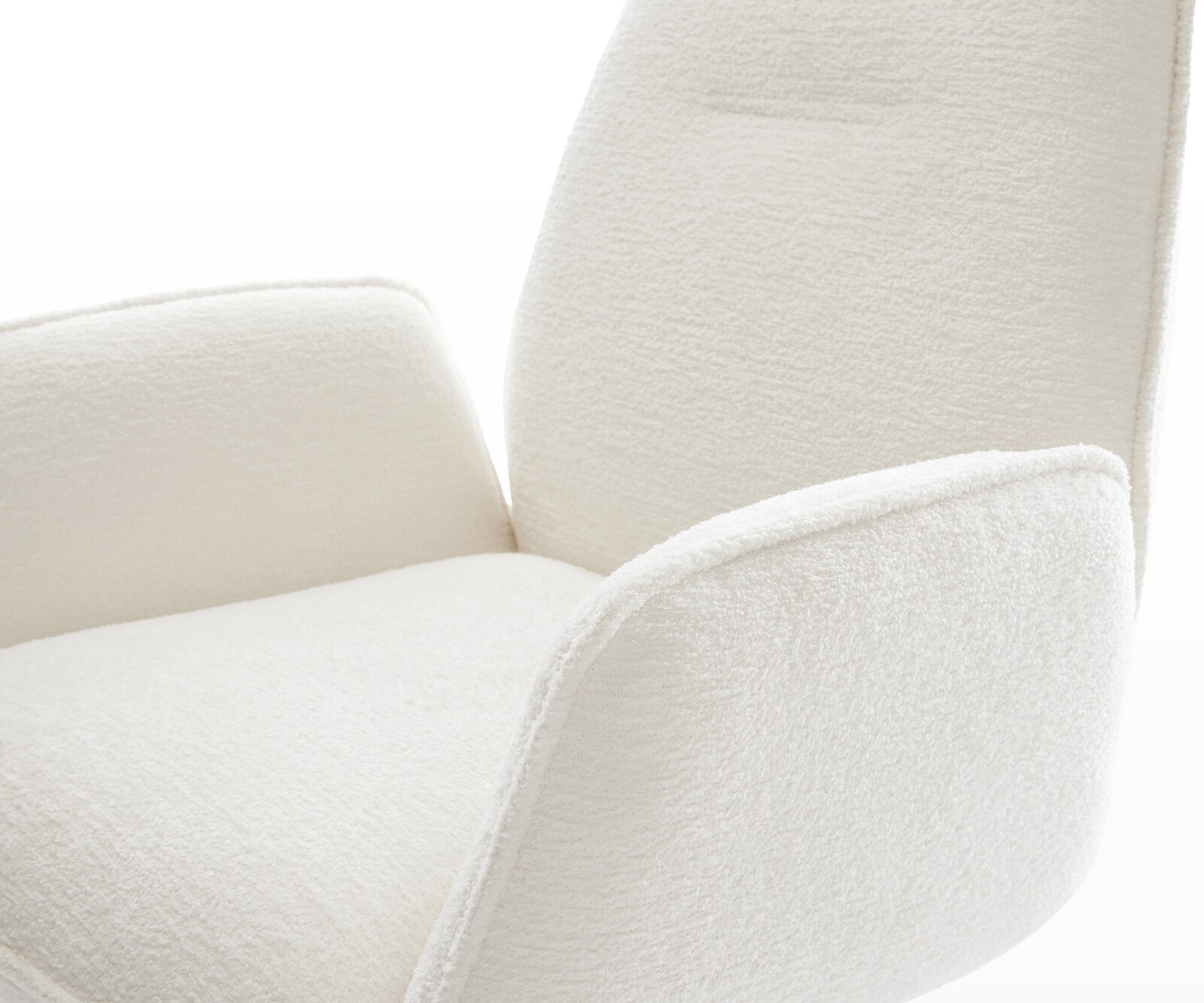 Chaise-pivotante Zoa-Flex bouclé doux beige pied de chaise 4 branches aspect titane pivotement sur 360° fonction bascule resorts ensachés 4