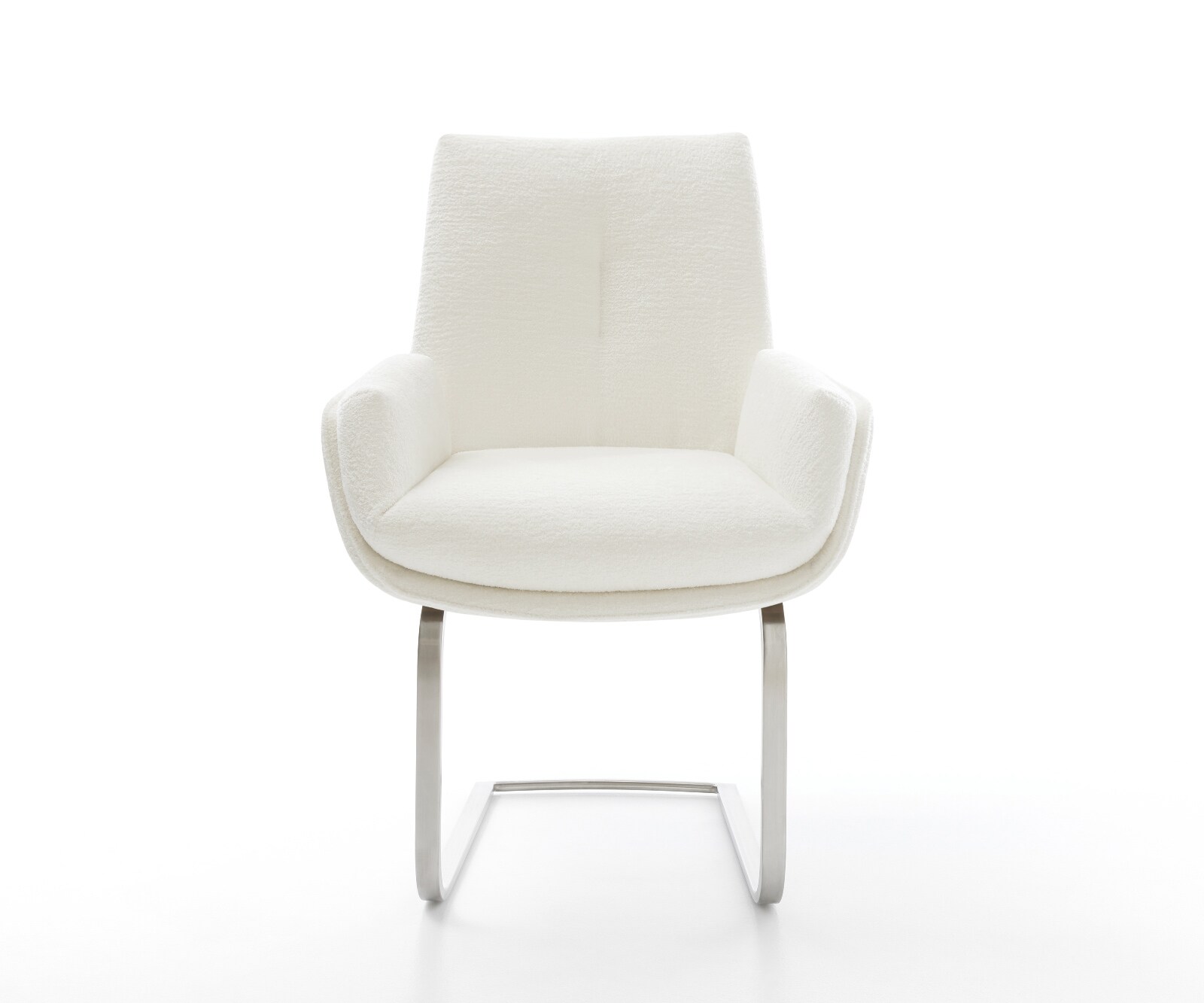 Cantilever Clea-Flex bouclé doux beige pied cantilever plat acier inoxydable 2