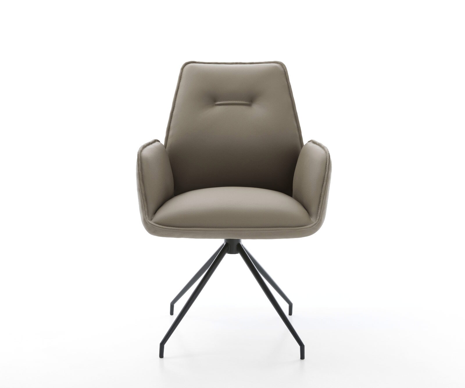 Chaise-de-salle-à-manger Zoa-Flex cuir de vache couleur boue pied croisé conique noir ressorts ensachés 1