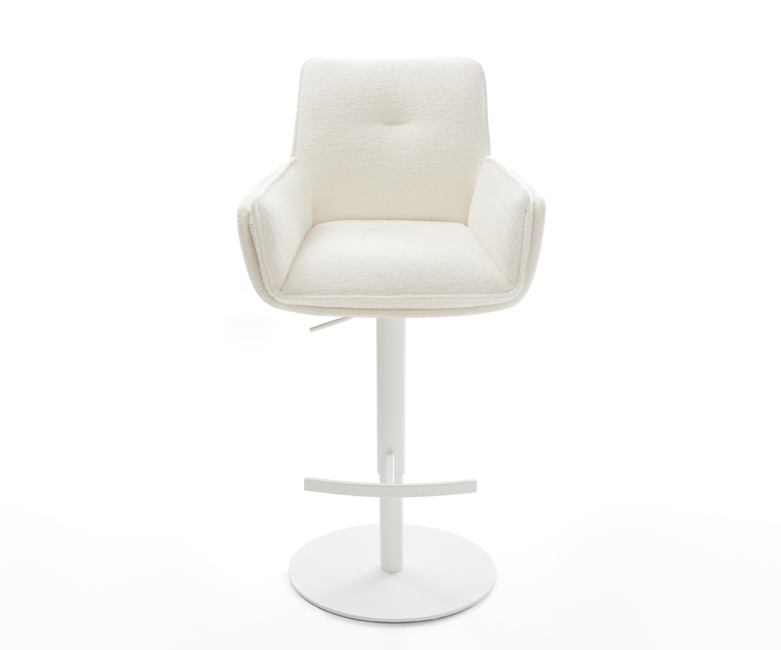 Chaise-de-bar Nela-Flex Bouclé doux Beige Pied pivotant réglable en hauteur blanc Blanc 1
