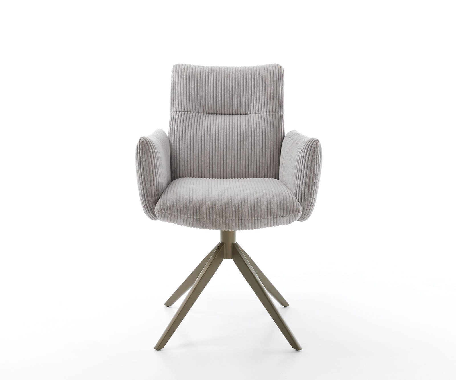 Chaise-pivotante Jova-Flex avec accoudoirs côtelé gris argenté pied croisé large aspect titane pivotement sur 360° ressorts ensachés 1 Chaise-pivotante Jova-Flex avec accoudoirs côtelé gris argenté pied croisé large aspect titane pivotement sur 360° ressorts ensachés 1