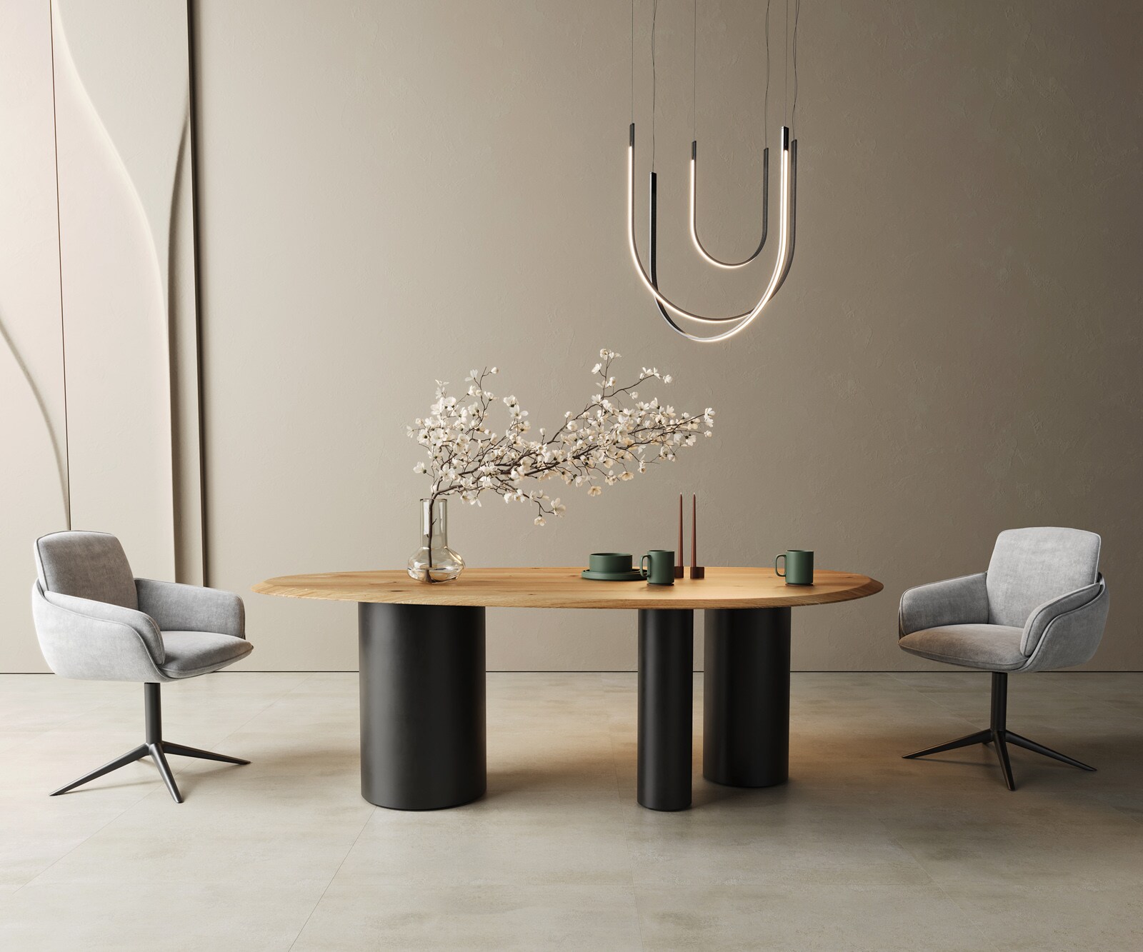 Table à manger Edge ovalee 220x120x2,5 chêne naturee Troa métal noir Flow-Edge 4