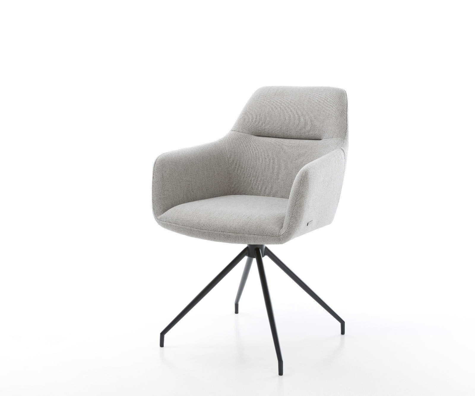 Chaise-de-salle-à-manger Pejo-Flex rayures gris clair pied croisé conique noir ressorts ensachés Chaise-de-salle-à-manger Pejo-Flex rayures gris clair pied croisé conique noir ressorts ensachés