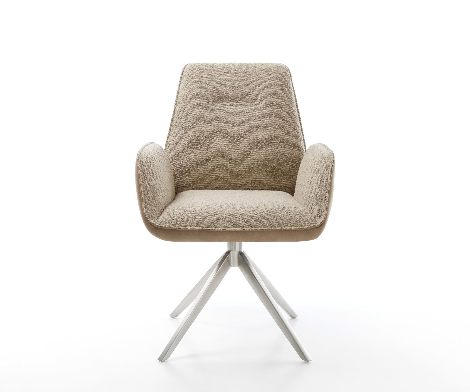 Chaise-pivotante Zoa-Flex tissu mixte couleur boue pied croisé large acier inoxydable brossé pivotement sur 360° ressorts ensachés 1 Chaise-pivotante Zoa-Flex tissu mixte couleur boue pied croisé large acier inoxydable brossé pivotement sur 360° ressorts ensachés 1