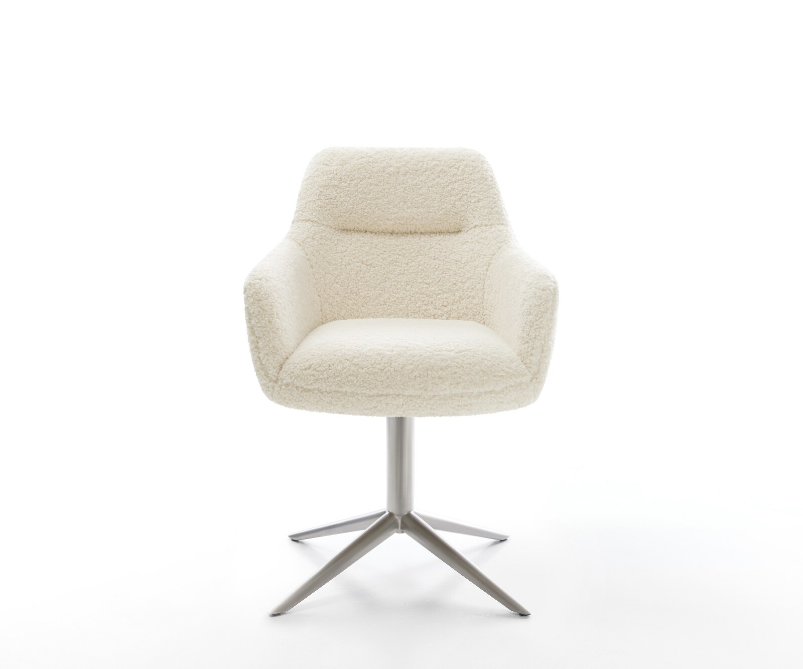 Chaise-pivotante Pejo-Flex tissu teddy beige pied de chaise 4 branches acier inoxydable pivotement sur 360° fonction bascule resorts ensachés 1