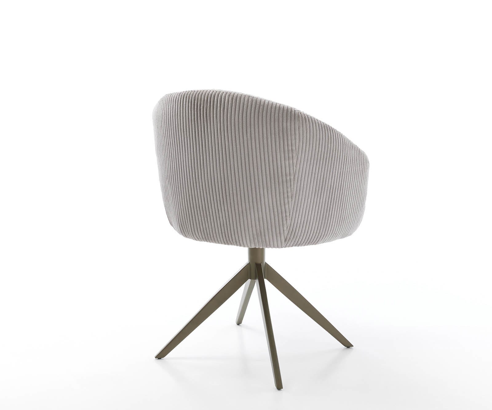 Chaise-pivotante Caja-Flex avec accoudoirs côtelé gris argenté pied croisé large aspect titane pivotement sur 360° ressorts ensachés 4 Chaise-pivotante Caja-Flex avec accoudoirs côtelé gris argenté pied croisé large aspect titane pivotement sur 360° ressorts ensachés 4
