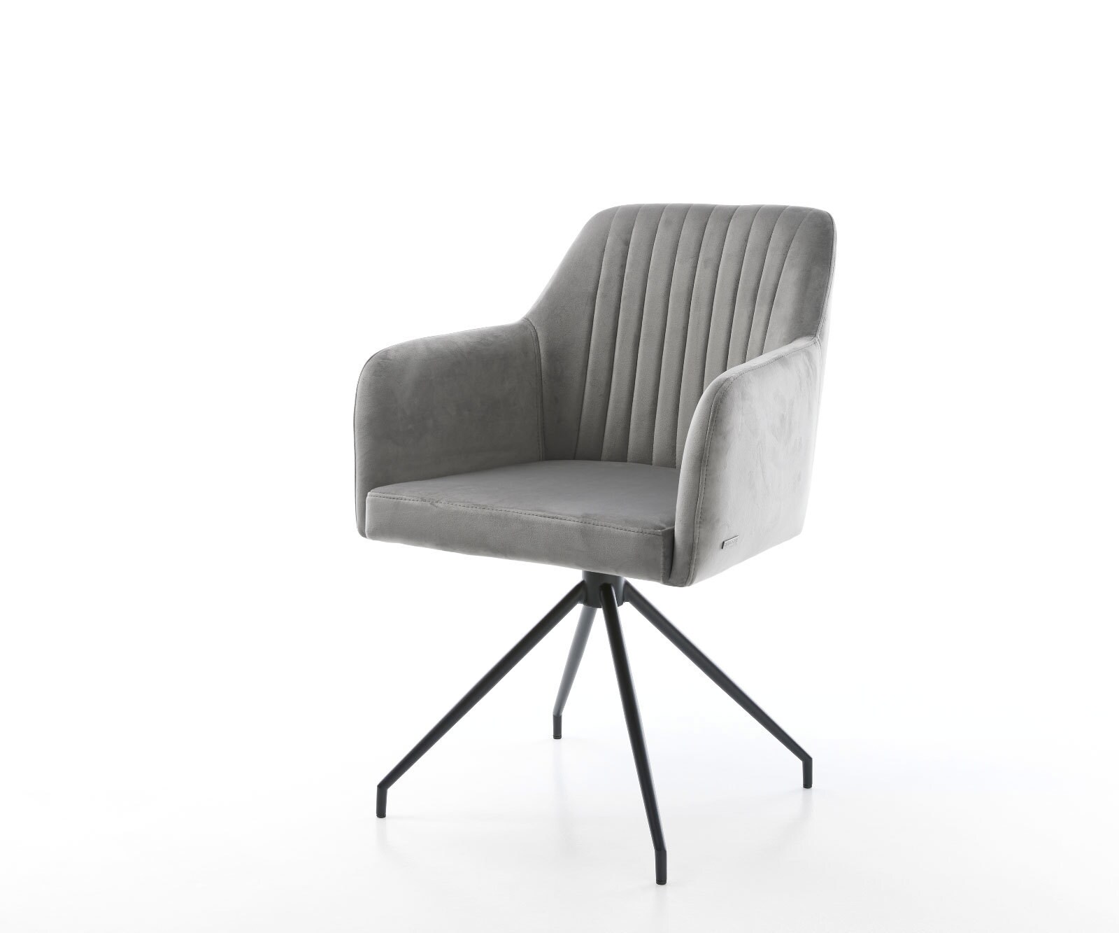 Chaise-de-salle-à-manger Greg-Flex velours gris pied croisé conique noir ressorts ensachés