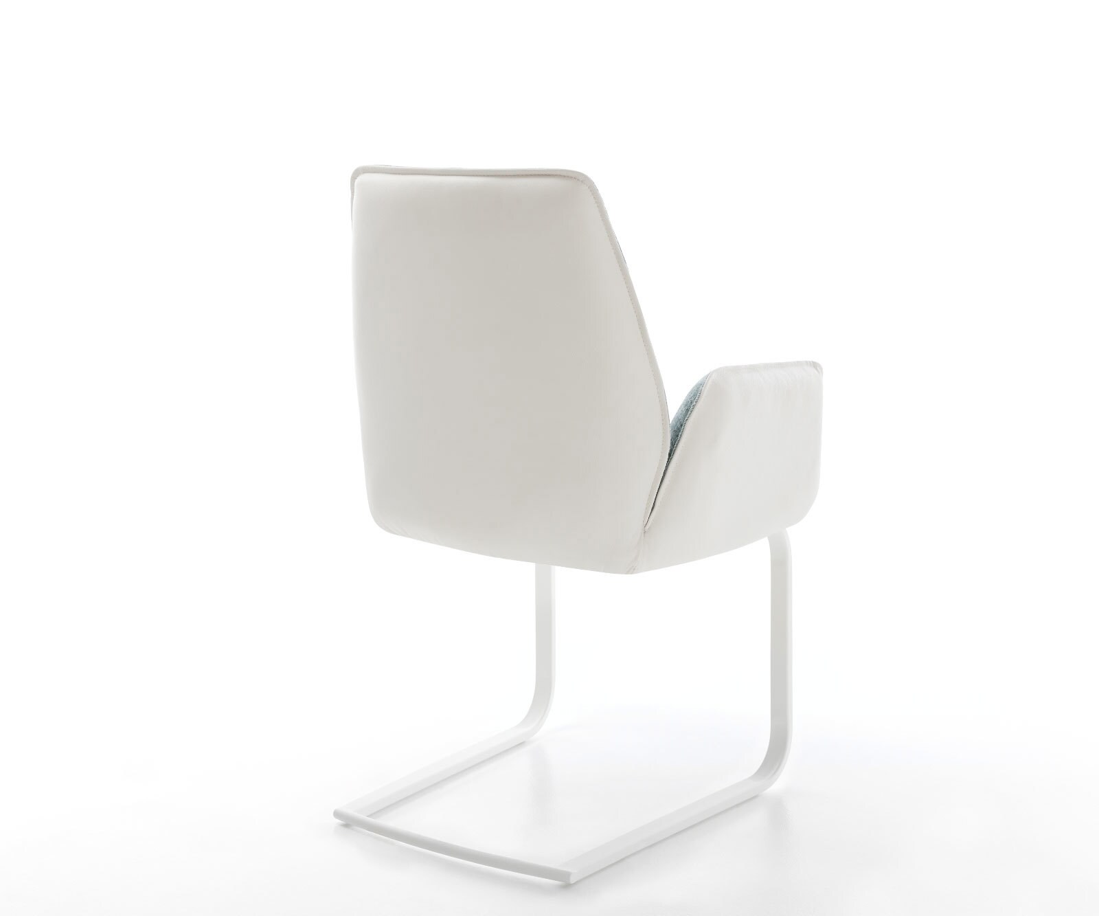 Cantilever Zoa-Flex tissu mixte cuir de vache blanc-bleu pastel pied cantilever plat blanc ressorts ensachés 4