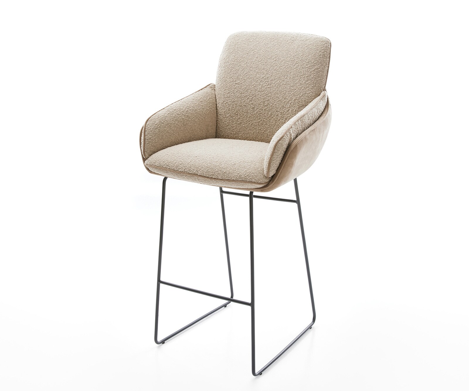 Chaise-de-bar Luan-Flex mélange de matériaux boue piétement traîneau métal ressorts ensachés