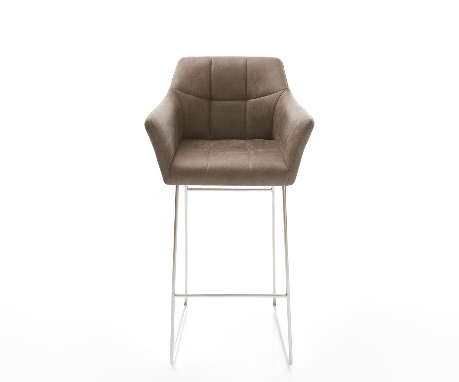 Chaise-de-bar Yulo-Flex vintage taupe cadre patin acier inoxydable 1