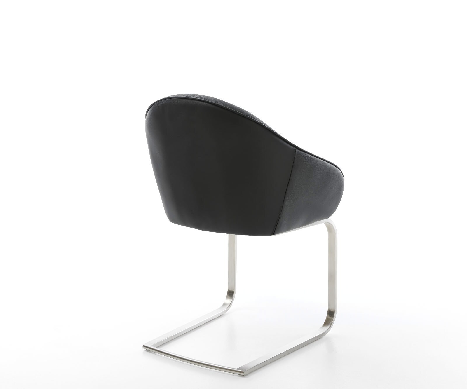 Cantilever Gaio-Flex cuir de vache noir pied cantilever plat acier inoxydable brossé 4