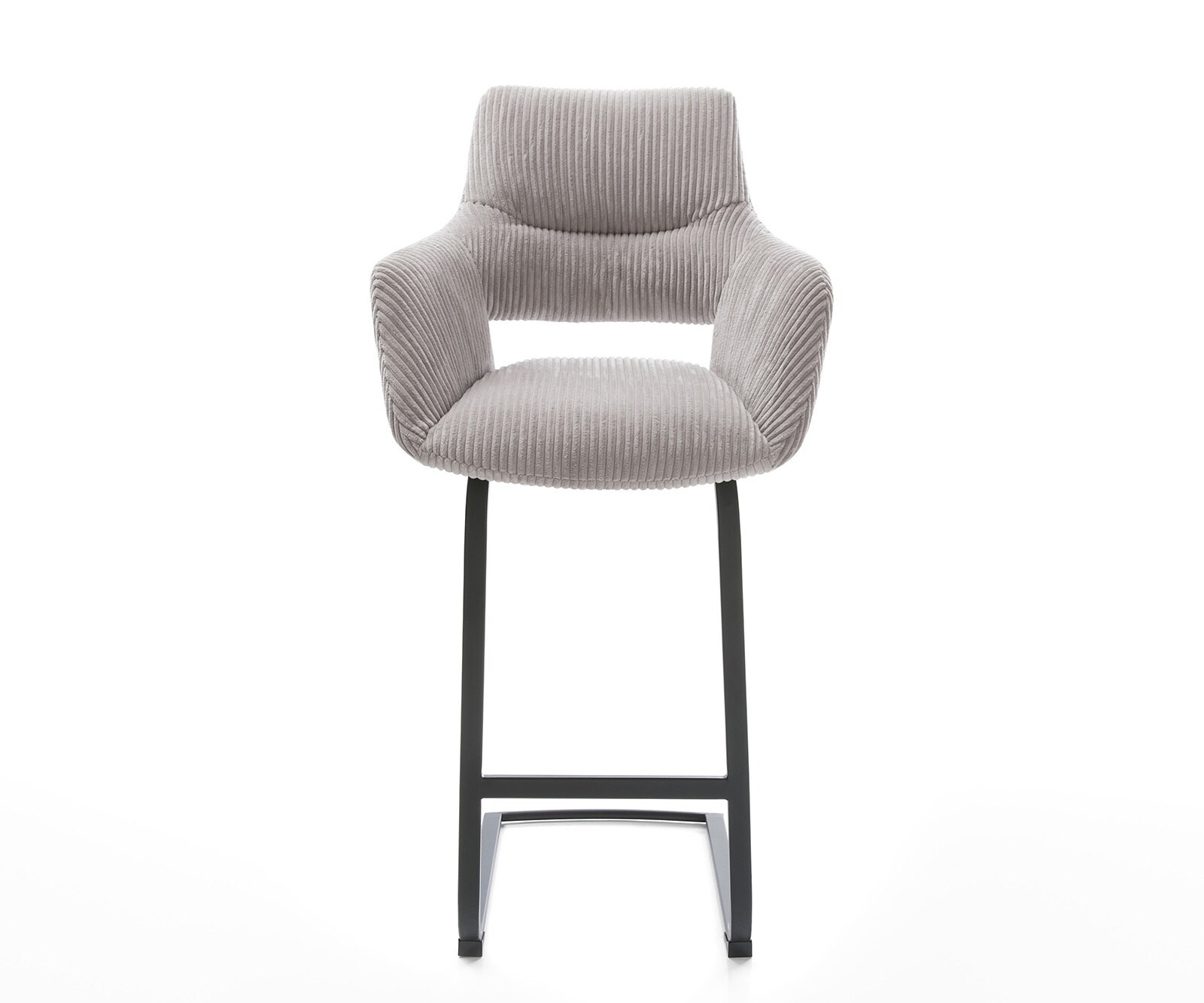 Chaise-de-bar Yago-Flex Cord gris argenté Piétement luge plat métal noir Ressorts ensachés 1
