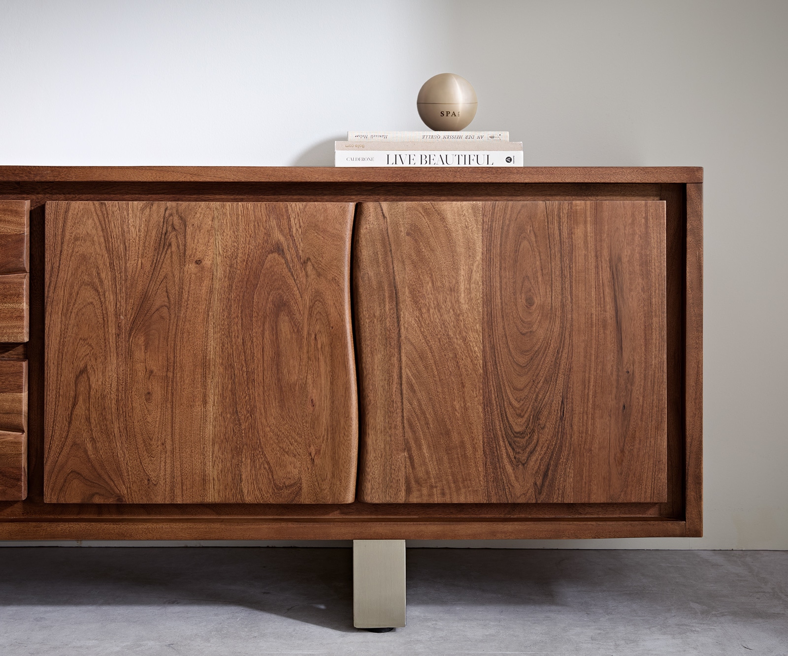 Meuble-TV Live-Edge 200 cm acacia marron 4 portes 2 tiroirs 4 Meuble-TV Live-Edge 200 cm acacia marron 4 portes 2 tiroirs 4